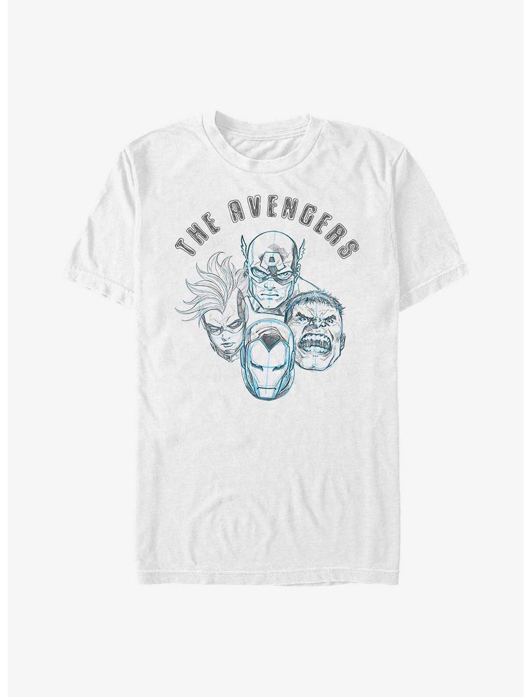 Marvel Avengers Heroes Faces Sketch T-Shirt