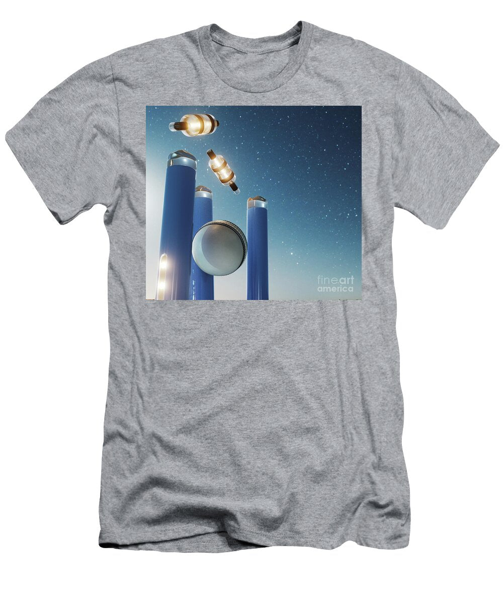 19 Illuminated Cricket Wicket Stumps Allan Swart T-Shirt