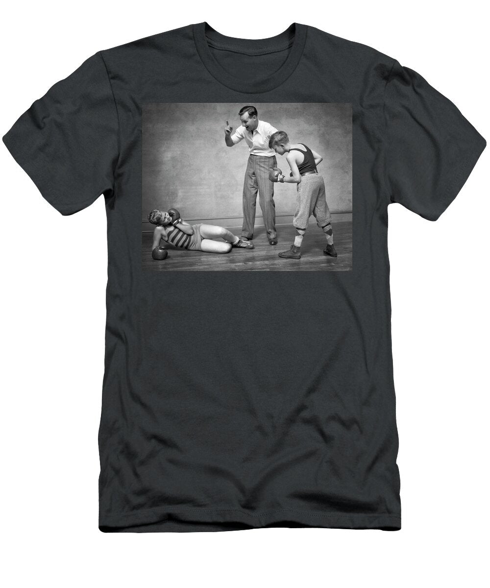 1930s Two Boys Sparring Punching Boxing Vintage Images T-Shirt