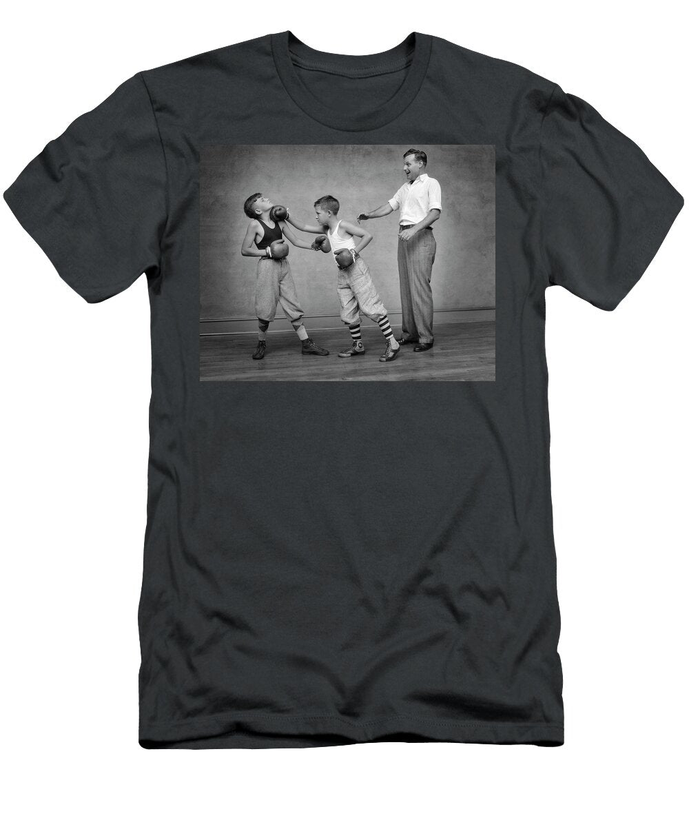 1930s Two Boys Sparring Punching Vintage Images T-Shirt