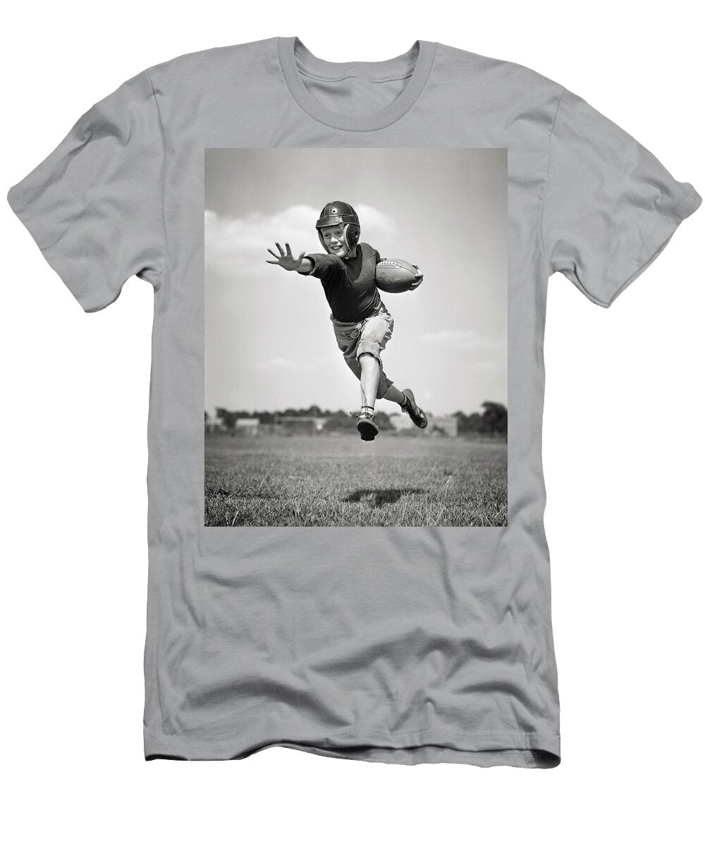 1940s Boy Wearing Helmet Football Vintage Images T-Shirt