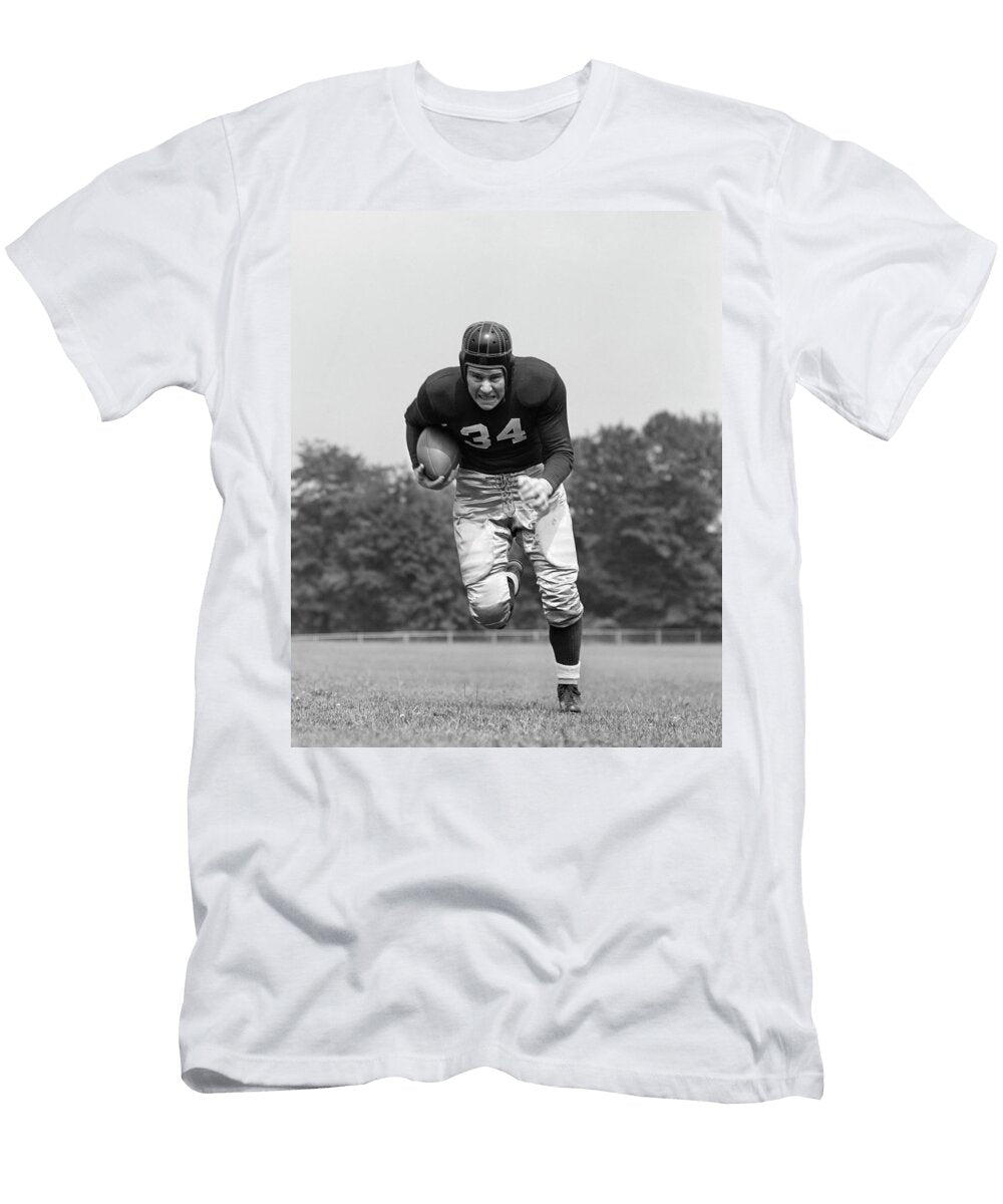 1940s Football Player Holding Football Vintage Images T-Shirt