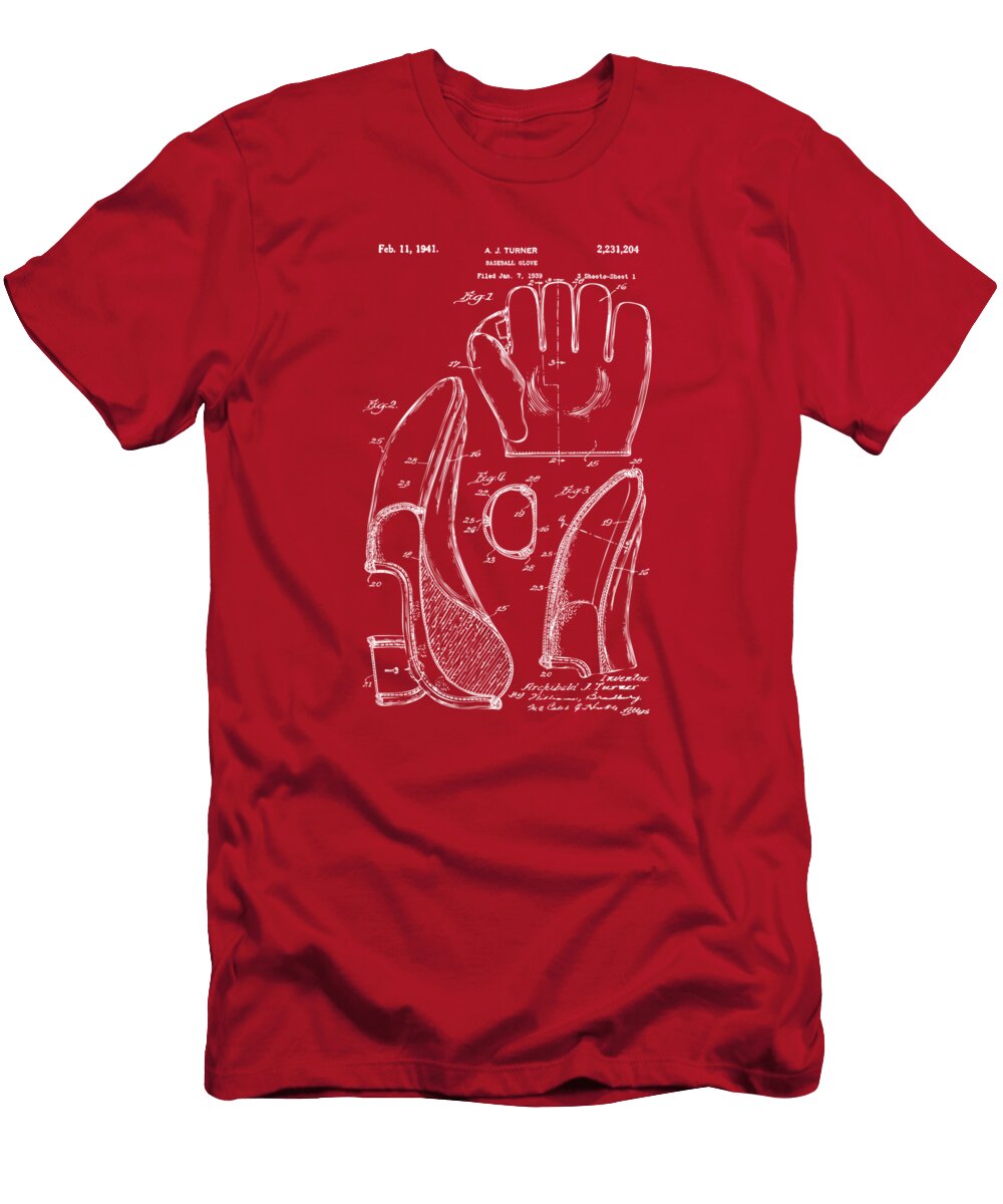 1941 Baseball Glove Patent Red Nikki Marie Smith T-Shirt