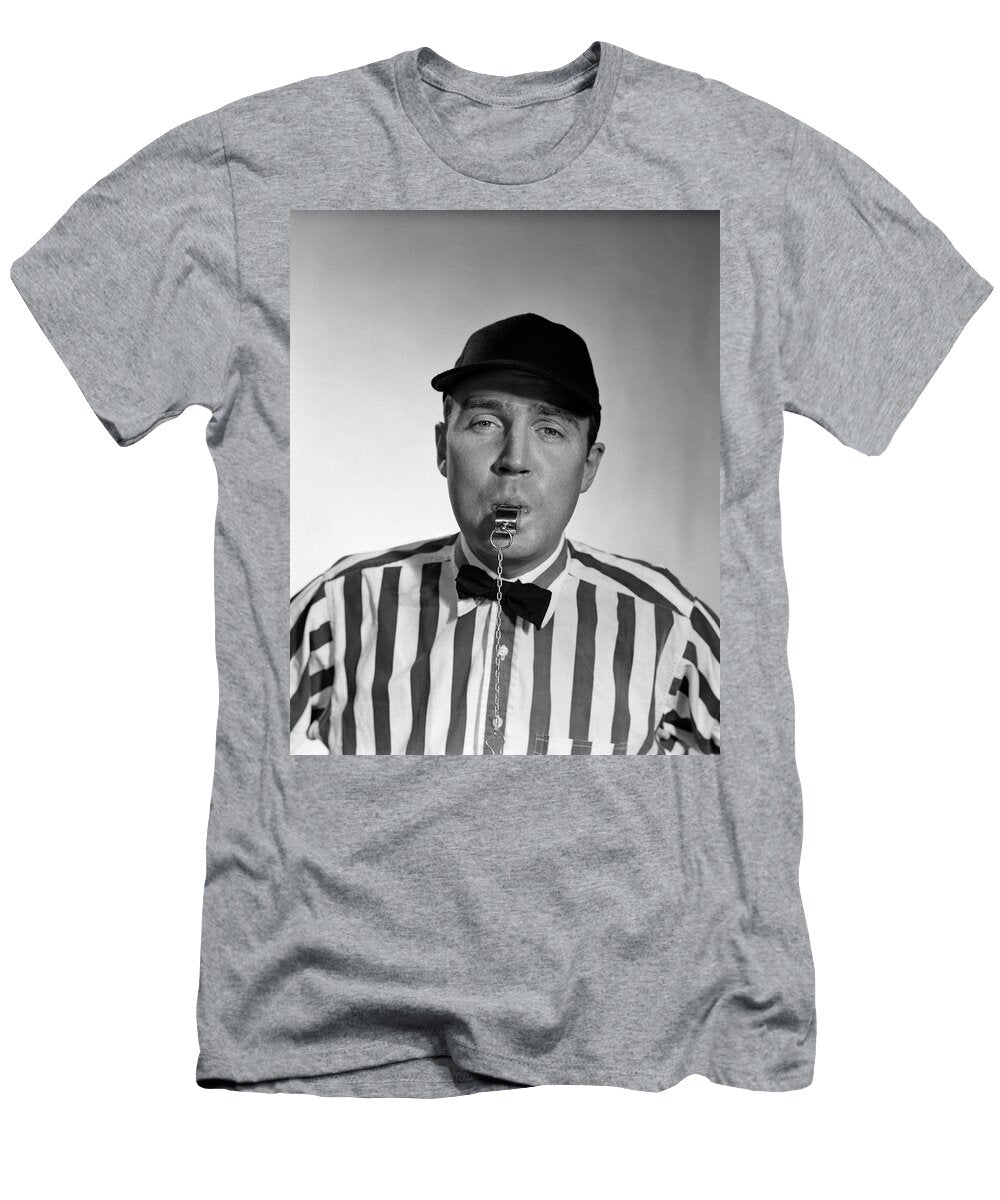 1950s Football Referee Blowing Whistle Vintage Images T-Shirt