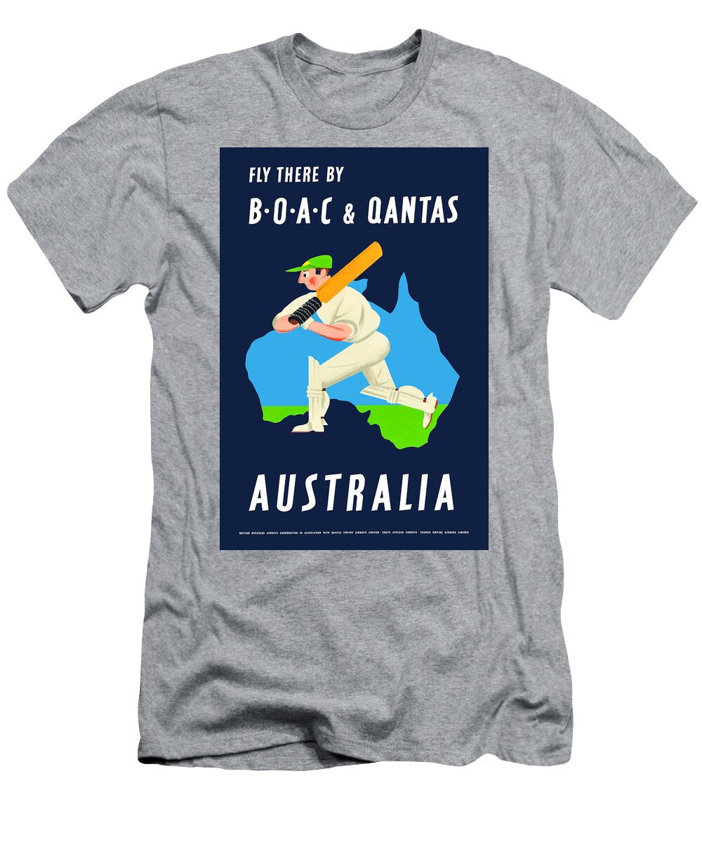 1953 Australia Cricket Airline Travel Poster Retro Graphics T-Shirt