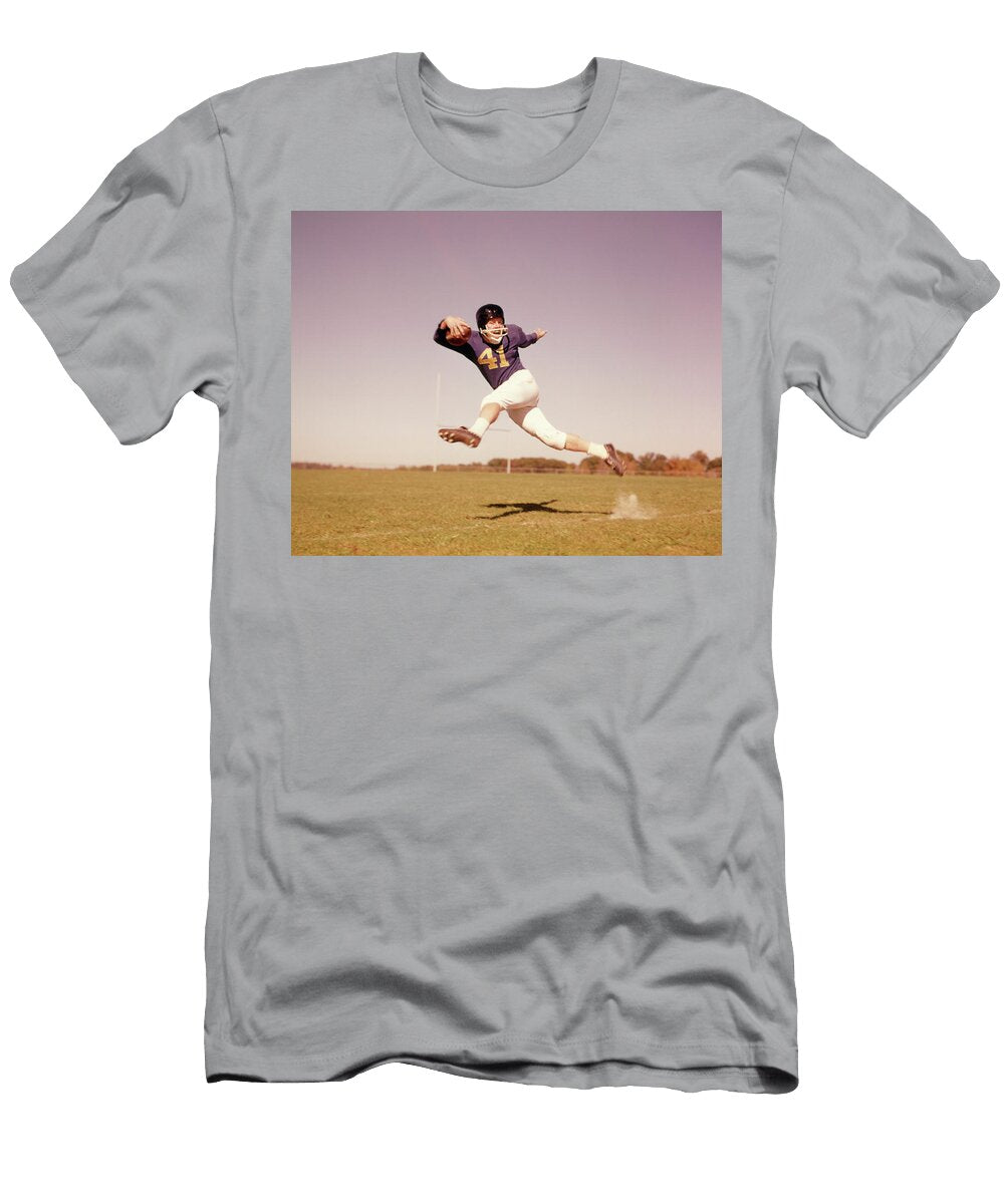 1960s Jumping Running Football Player Vintage Images T-Shirt