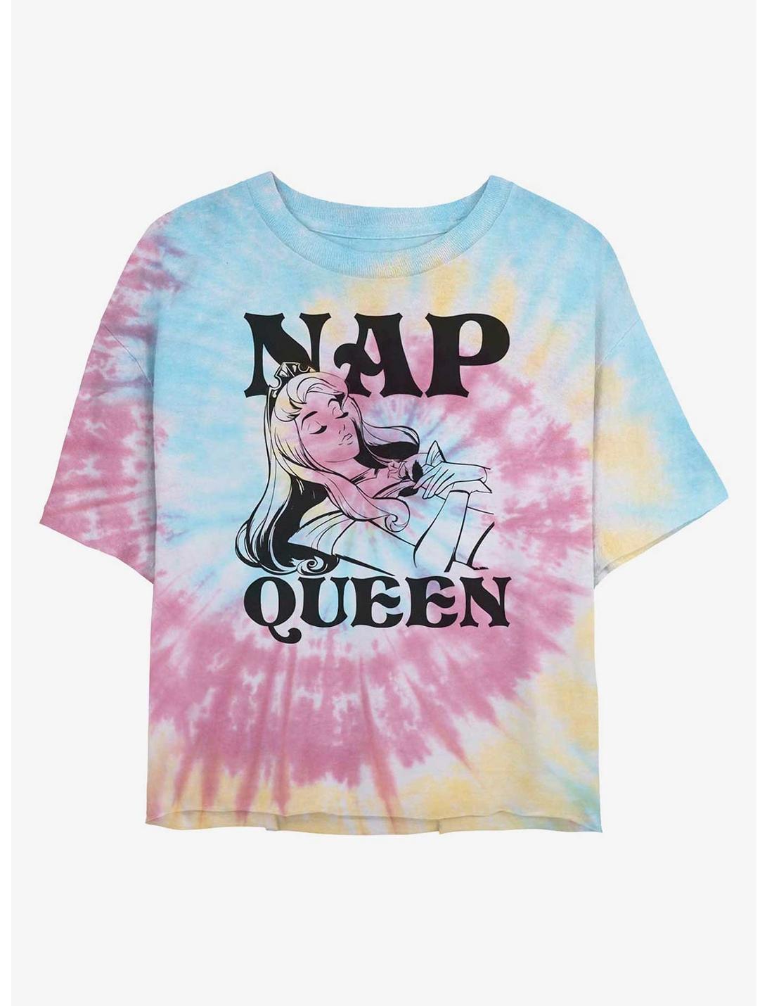 Disney Sleeping Beauty Aurora Nap Queen Tie Dye Crop Girls T-Shirt