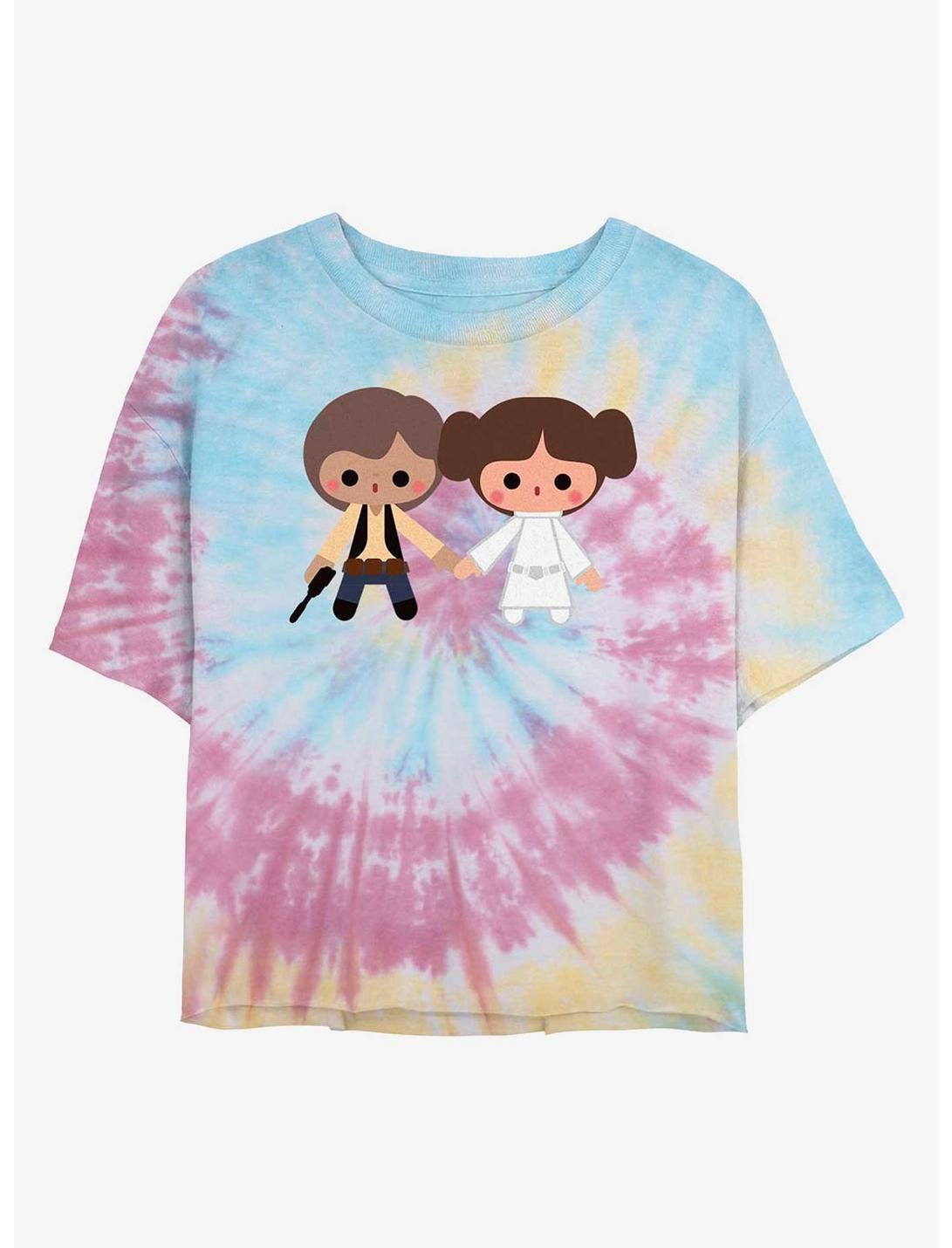Star Wars Han Leia Kawaii Tie Dye Crop Girls T-Shirt