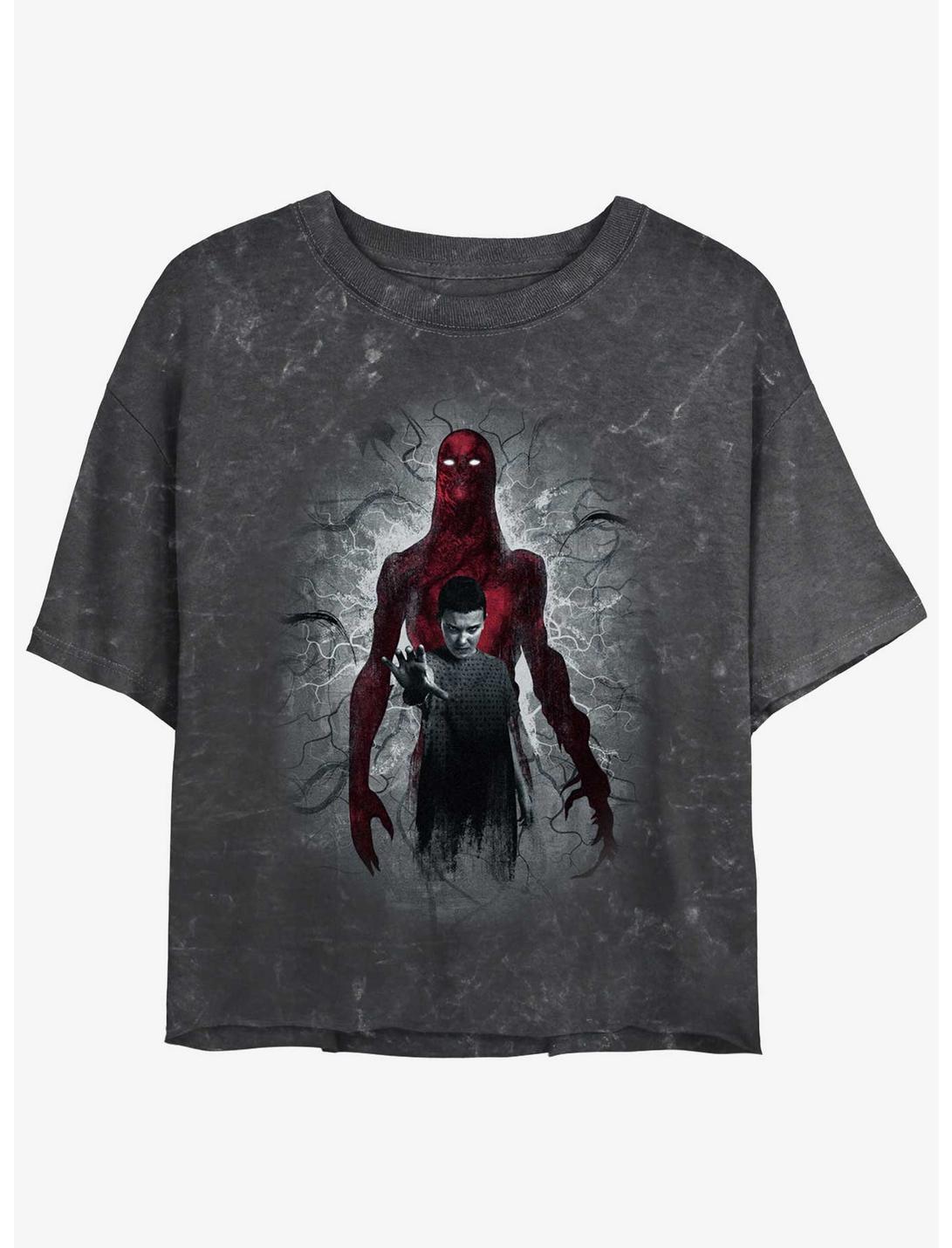 Stranger Things Vecna and Eleven Mineral Wash Crop Girls T-Shirt