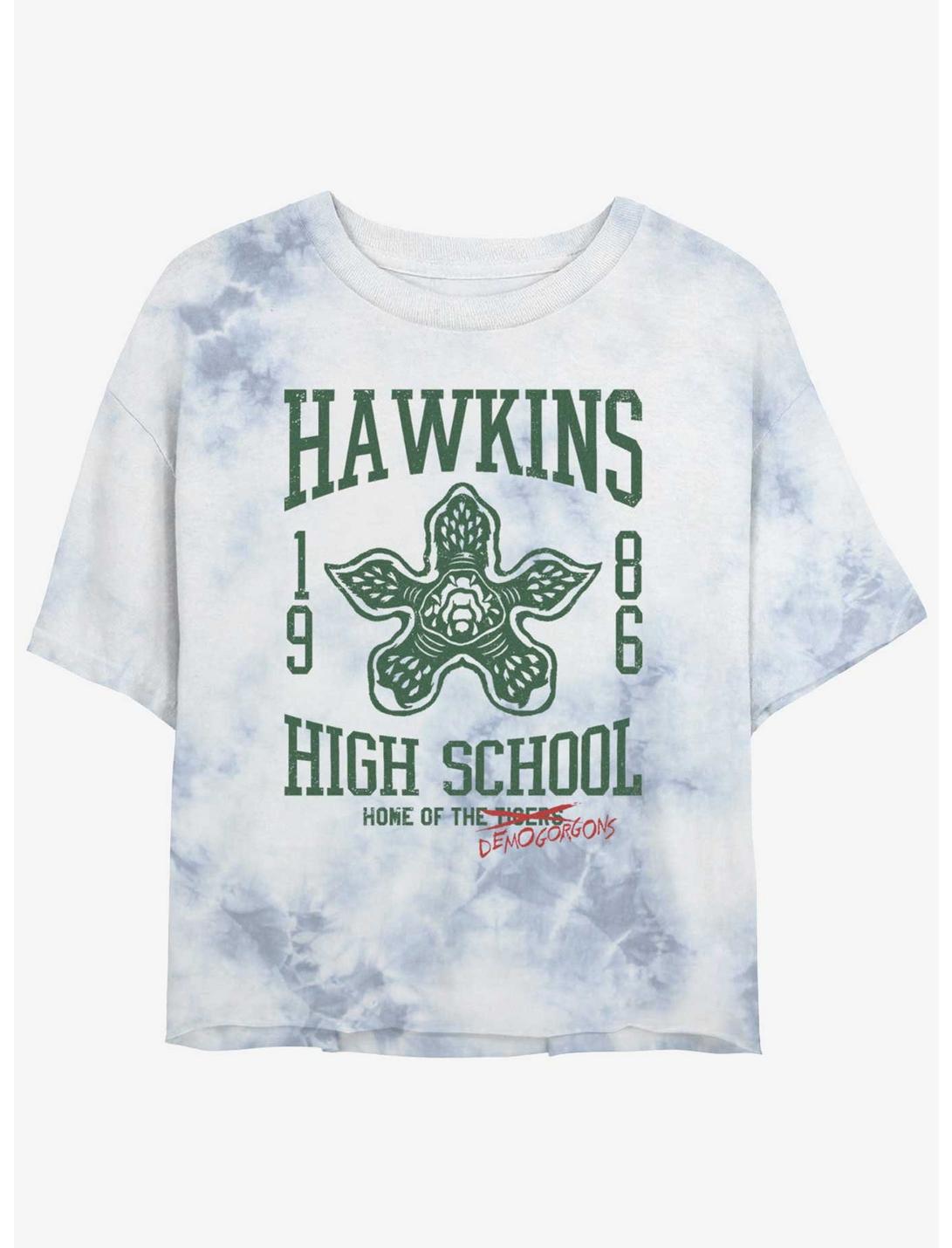 T-shirt court pour filles Stranger Things Hawkins High Demogorgons délavé aux minéraux