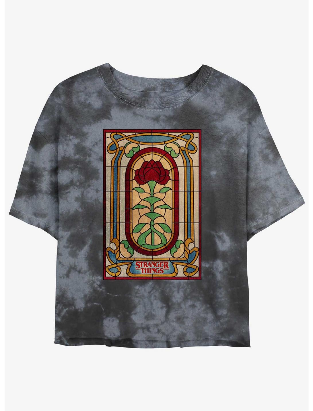 Stranger Things Stained Glass Mineral Wash Crop Girls T-Shirt