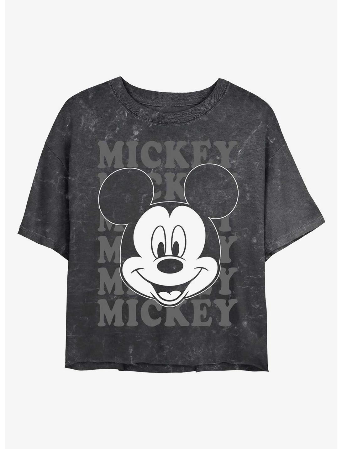 Disney Mickey Mouse Big Face Mineral Wash Crop Girls T-Shirt