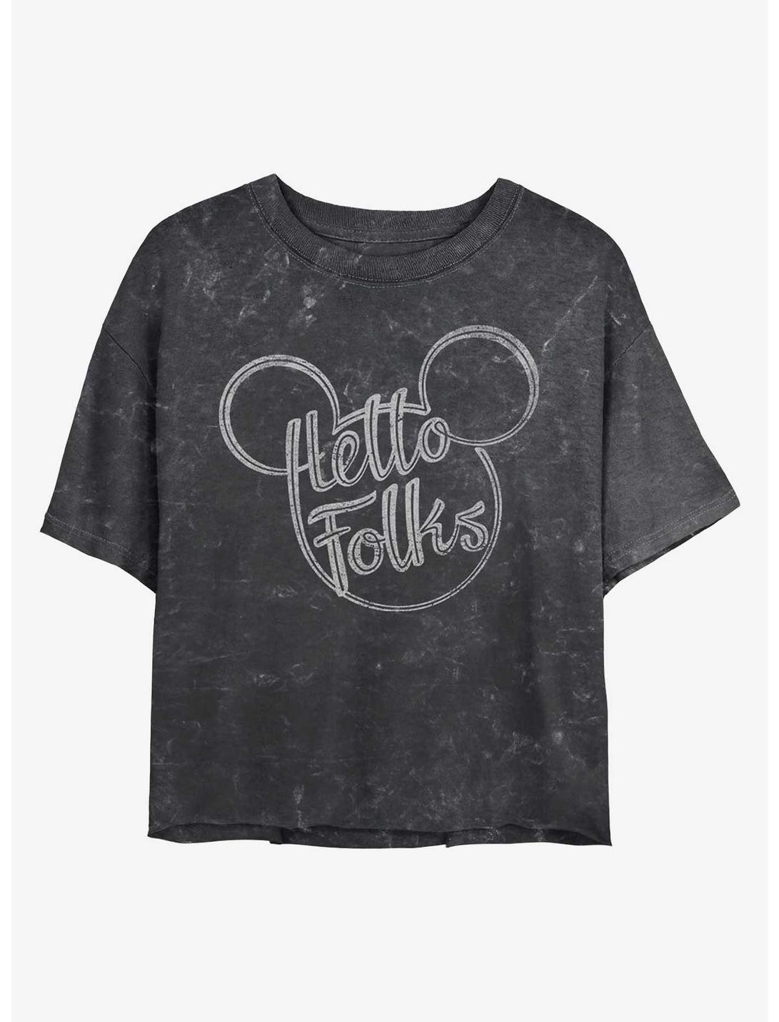 Disney Mickey Mouse Hello Folks Mineral Wash Crop Girls T-Shirt