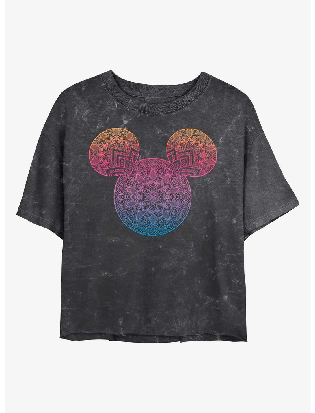 T-shirt court pour fille Disney Mickey Mouse motif mandala délavé