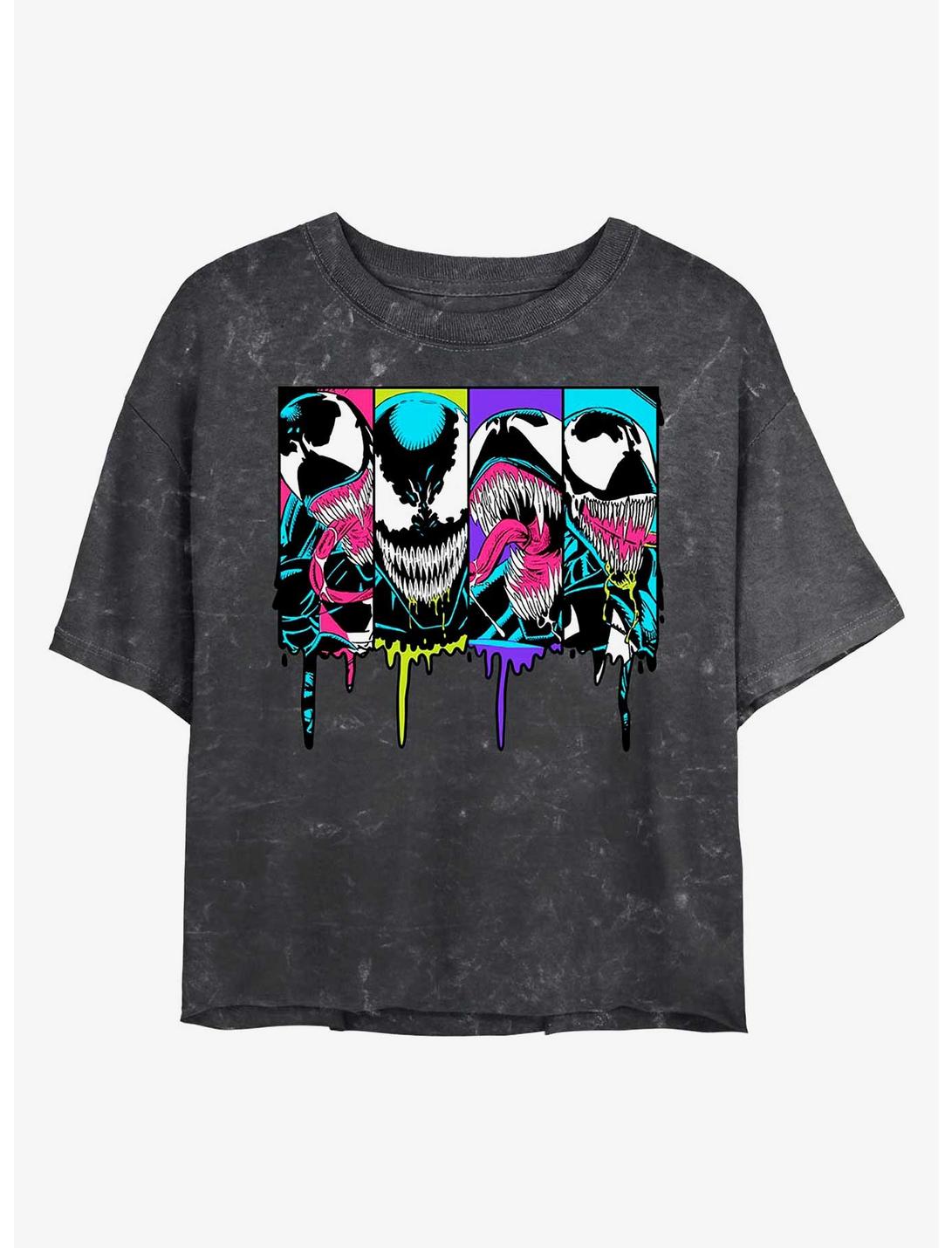 Marvel Venom Neon Venom Mineral Wash Crop Girls T-Shirt