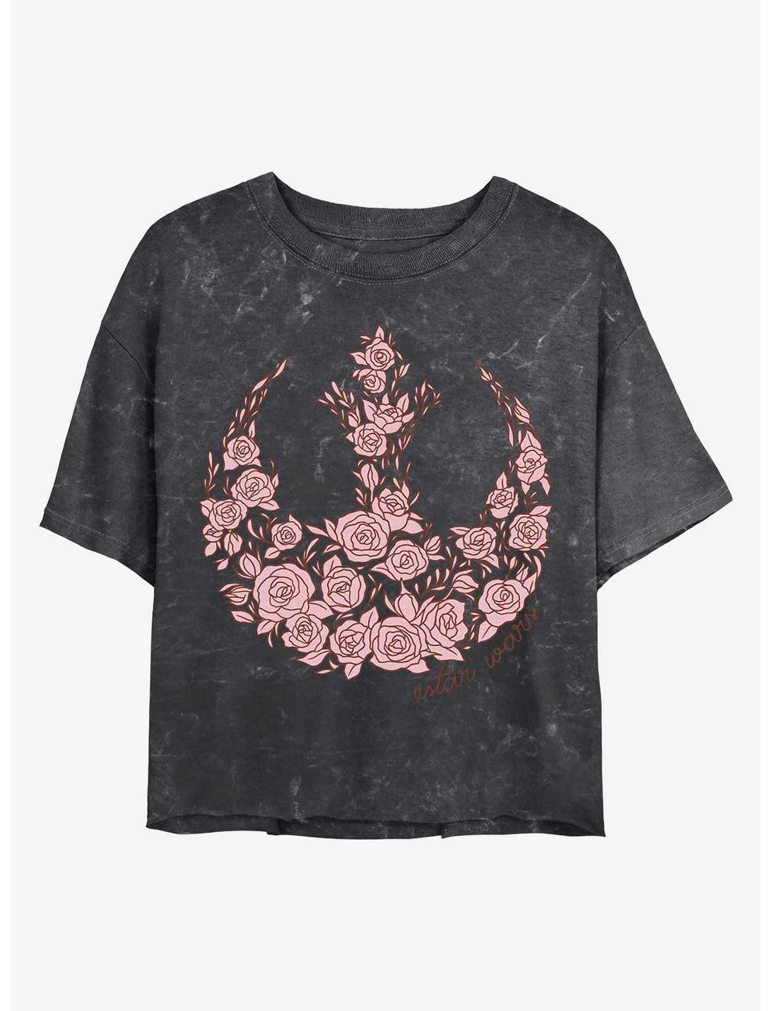 Star Wars Rose Rebel Symbol Mineral Wash Crop Girls T-Shirt
