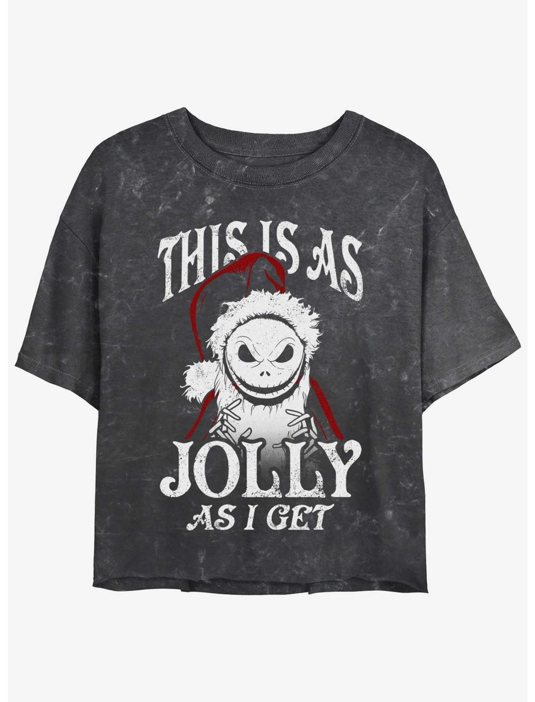 Disney The Nightmare Before Christmas Jolly Santa Jack Mineral Wash Girls Crop T-Shirt
