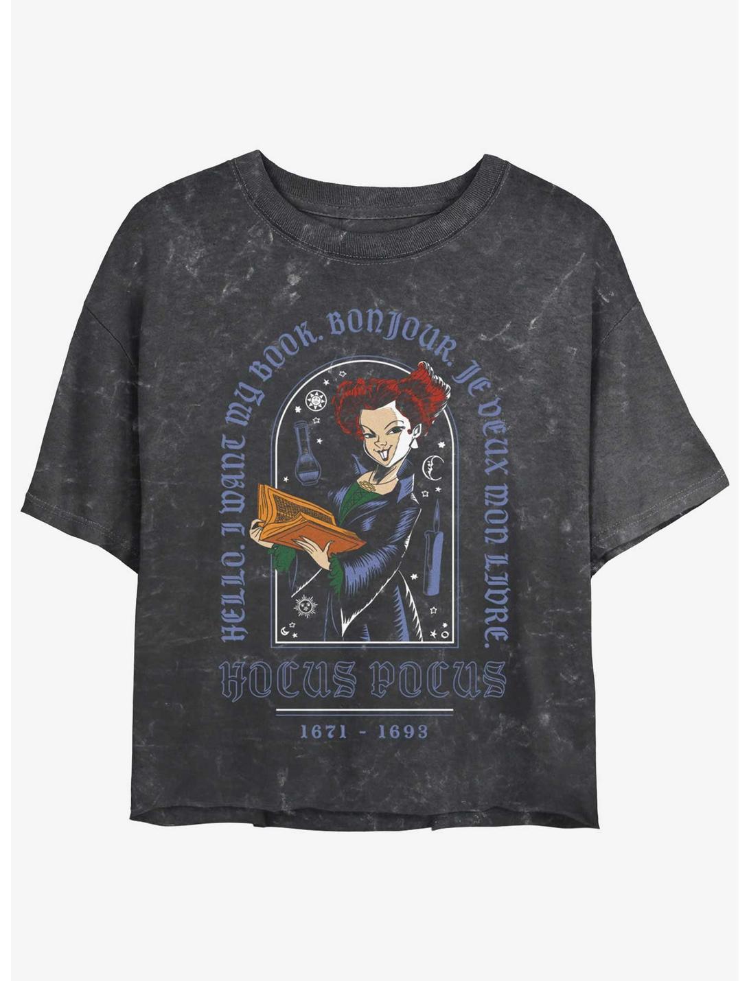 Disney Hocus Pocus Winnie I Want My Book Mineral Wash Girls Crop T-Shirt