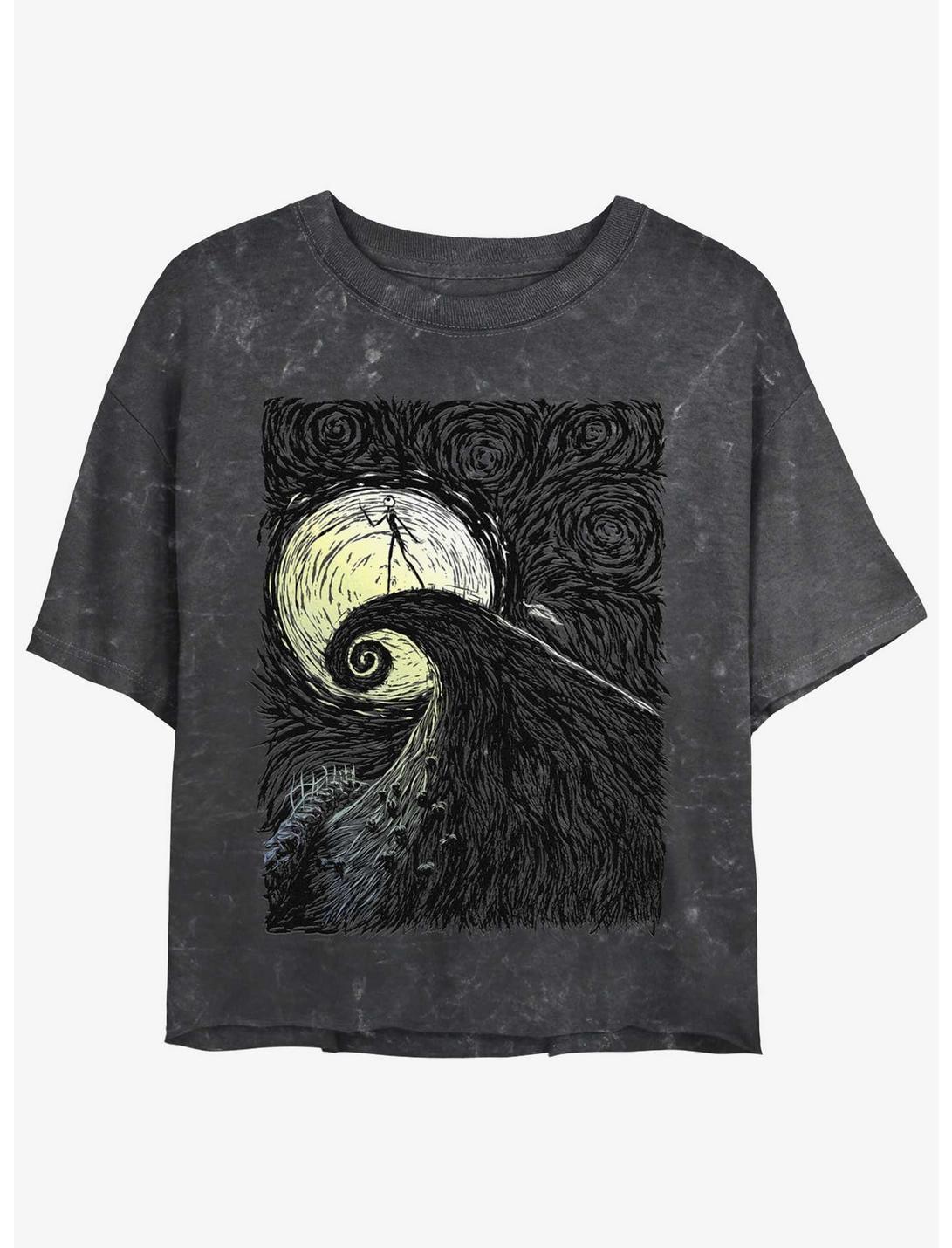 Disney The Nightmare Before Christmas Jack On Spiral Hill Mineral Wash Girls Crop T-Shirt