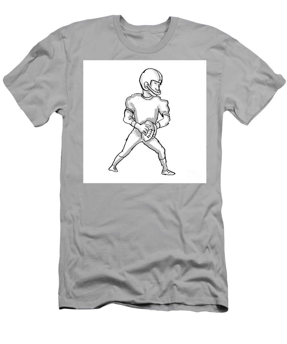 2 American Football Player Cartoon Black and White Aloysius Patrimonio T-Shirt