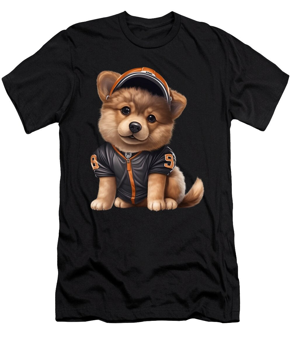 2 American Football Puppy Touchdown Quarterback Linebacker Dog Heidi Joyce T-Shirt