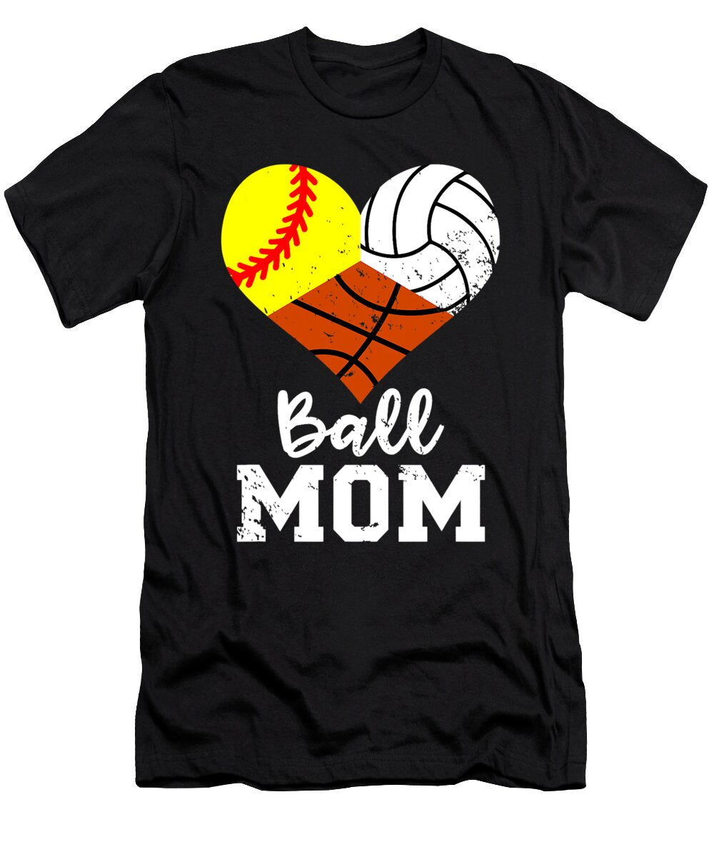 2 Ball Mom Funny Softball Volleyball Basketball Mom Dhbubble T-Shirt