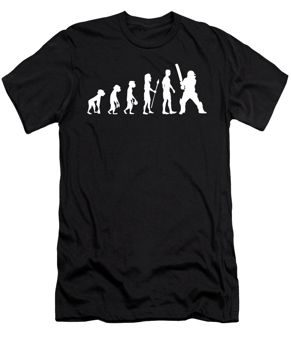 2 Cricket Funny Retro Evolution of Humans Novelty Graphic Sports Gifts for Him Orange Pieces T-Shirt