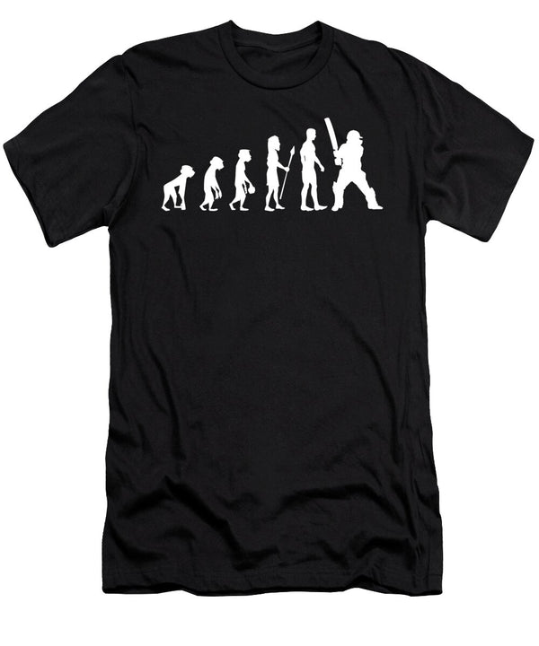 2 Cricket Funny Retro Evolution of Humans Novelty Graphic Sports Gifts for Him Orange Pieces T-Shirt