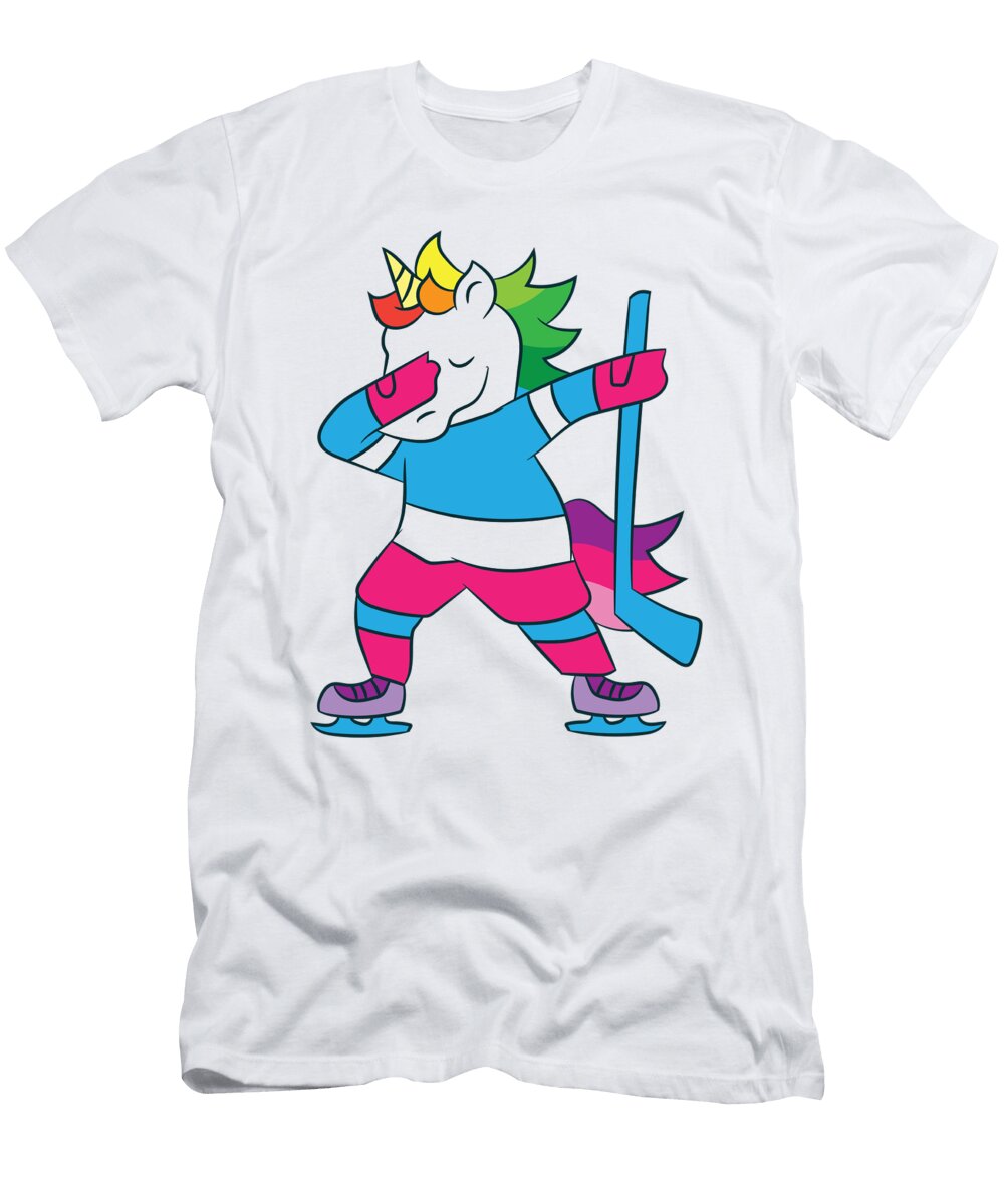 2 Dabbing Hockey Unicorn Ice Hockey Girls Unicorn Eq Designs T-Shirt