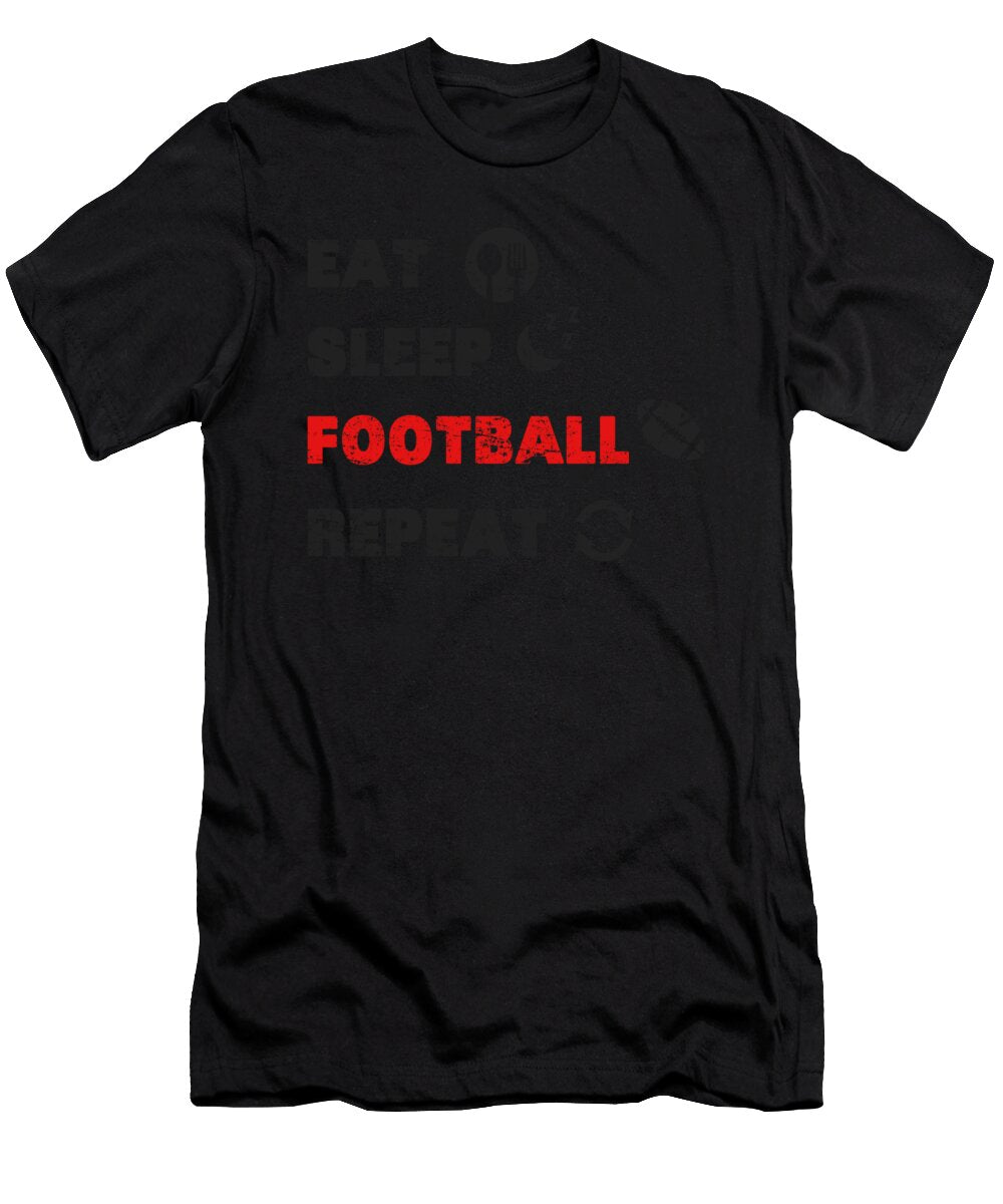 2 Eat Sleep Football Repeat Game Ball Sports Athlete Haselshirt T-Shirt