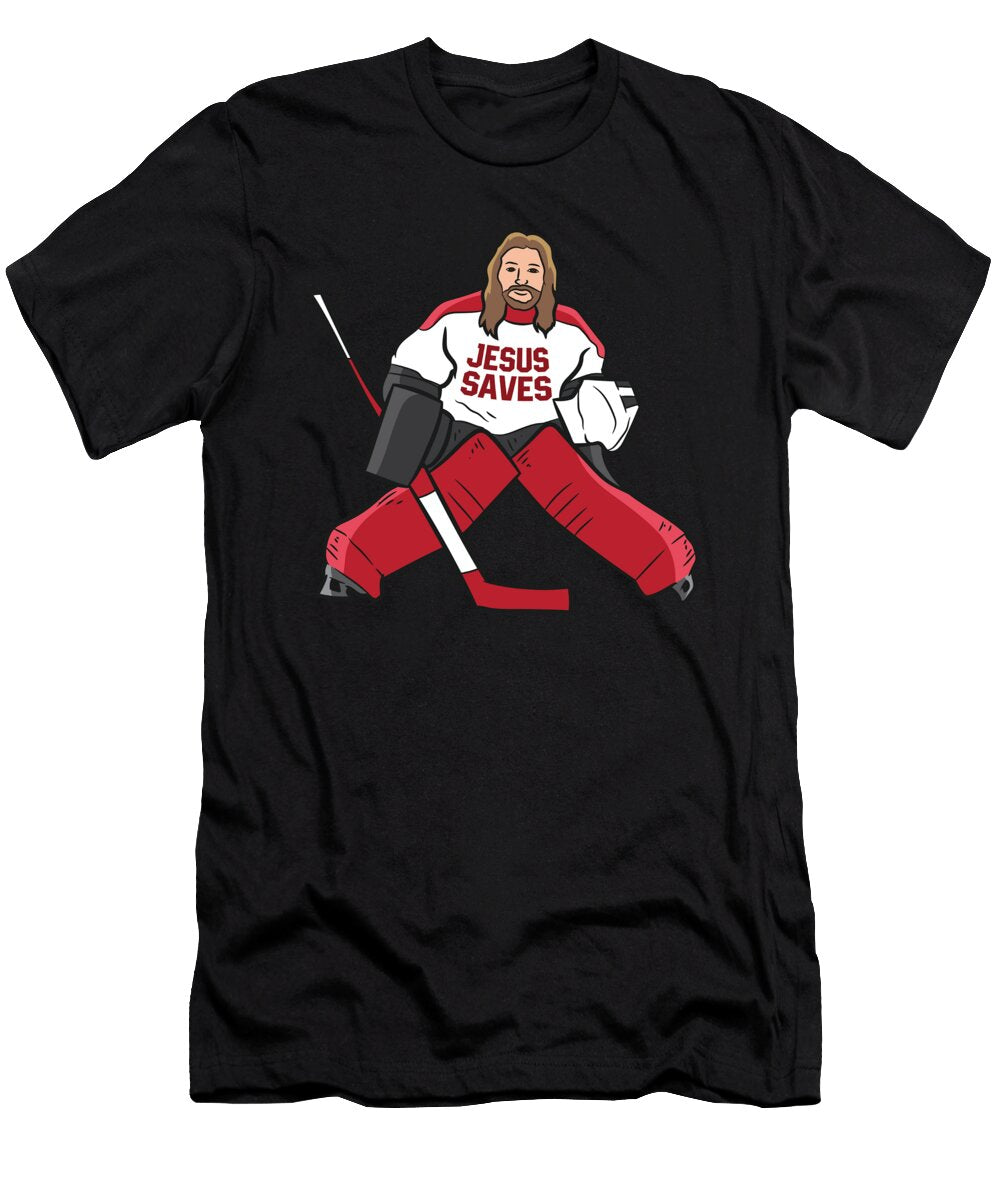 2 Funny Hockey Jesus Saves Hockey Goalie Eq Designs T-Shirt