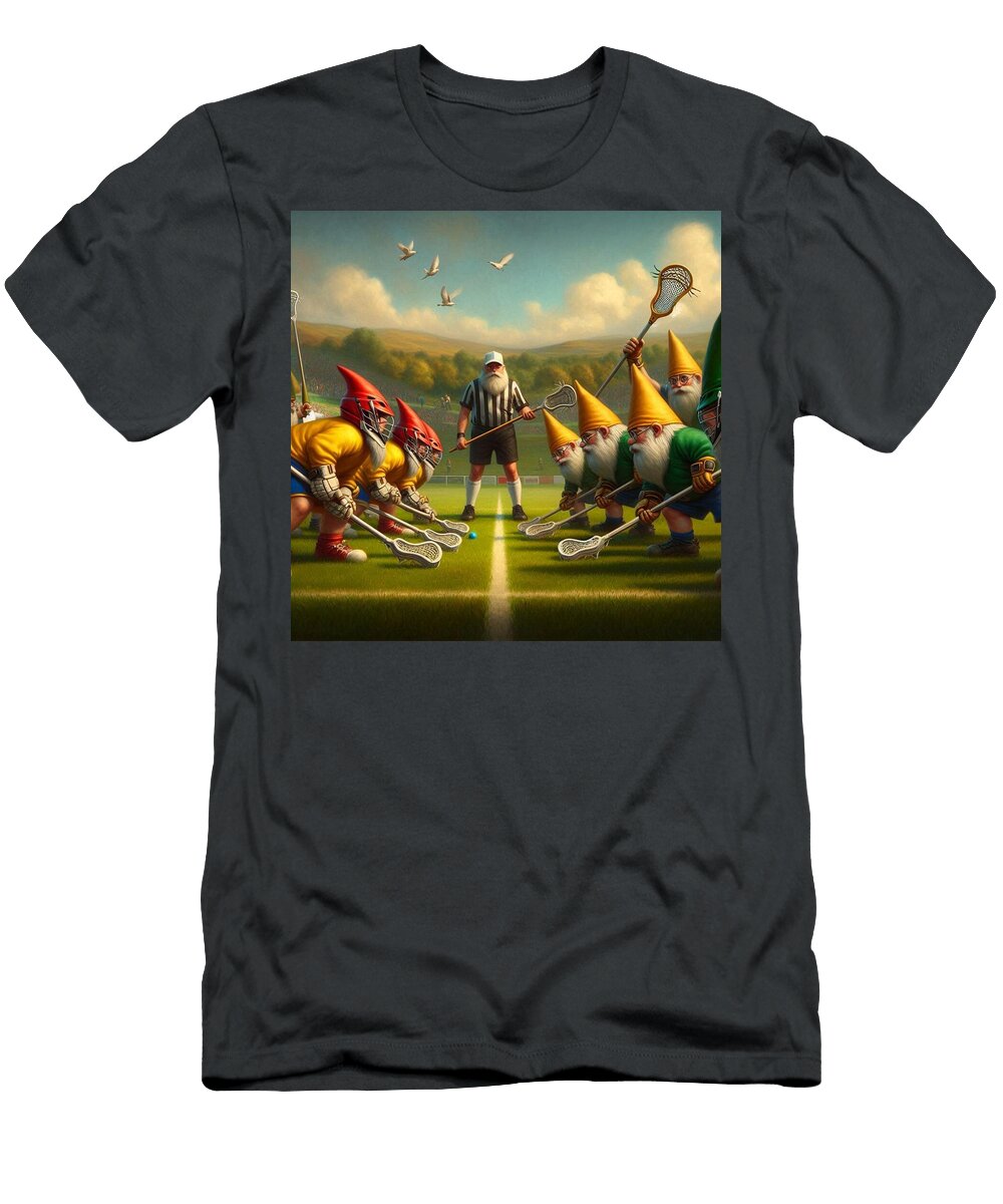 2 Gnome Lacrosse Face Off James Spears T-Shirt