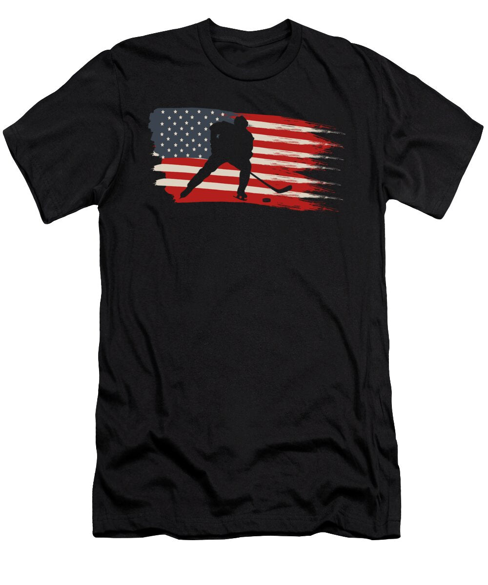 2 Hockey USA Flag Hockey Player Eq Designs T-Shirt