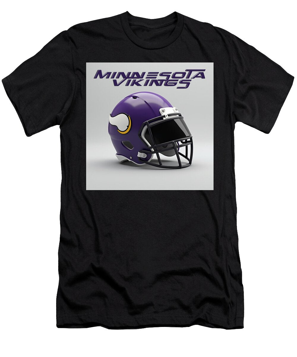 2 Minnesota Vikings Football Helmet Kevin Walker and Pixel Reverie T-Shirt