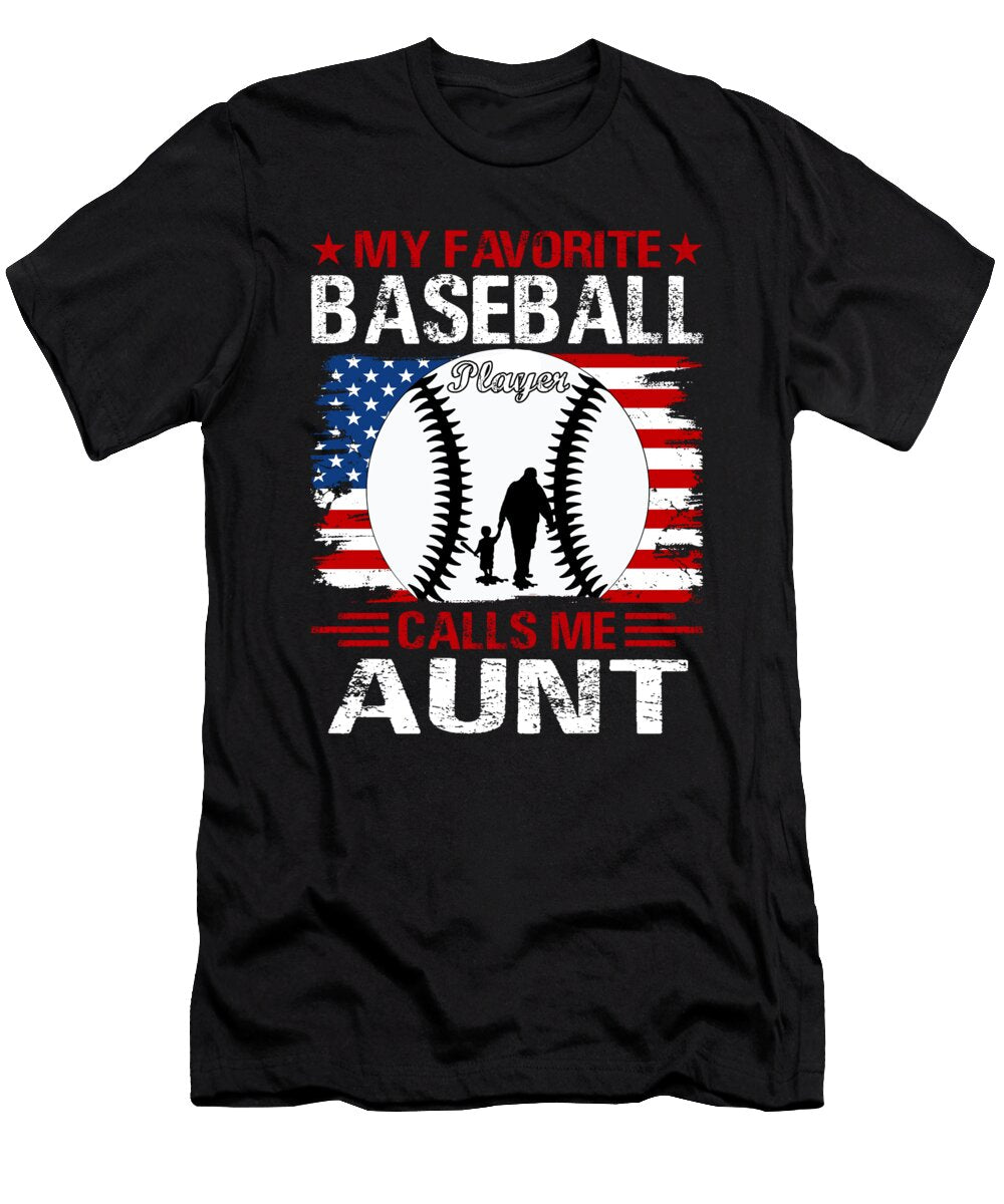 2 My Favorite Baseball Catcher Calls Me Aunt Baseball USA Flag Dhbubble T-Shirt