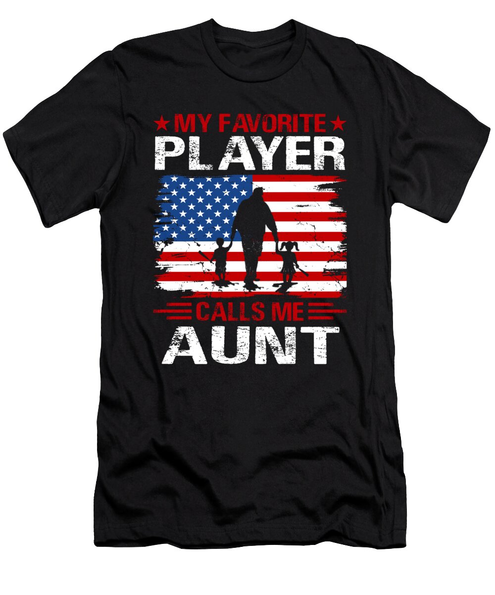2 My Favorite Player Calls Me Aunt Baseball USA Flag Dhbubble T-Shirt