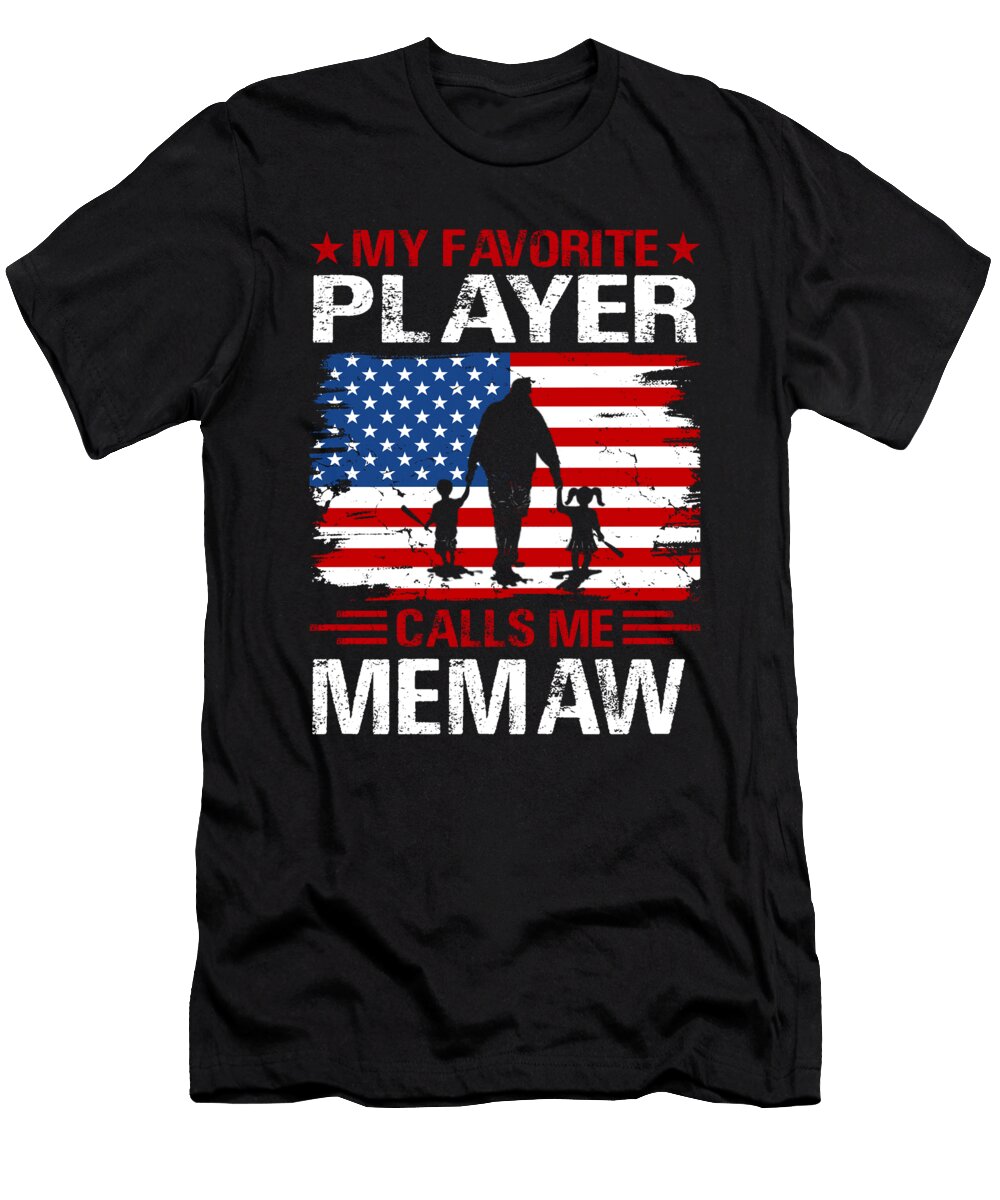 2 My Favorite Player Calls Me Memaw Baseball USA Flag Dhbubble T-Shirt