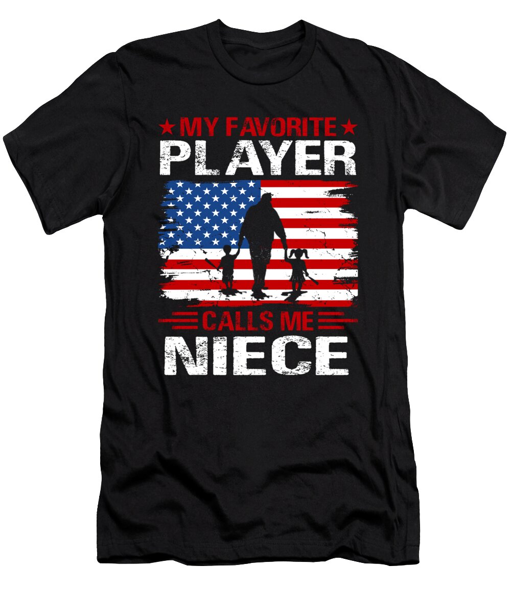 2 My Favorite Player Calls Me Niece Baseball USA Flag Dhbubble T-Shirt