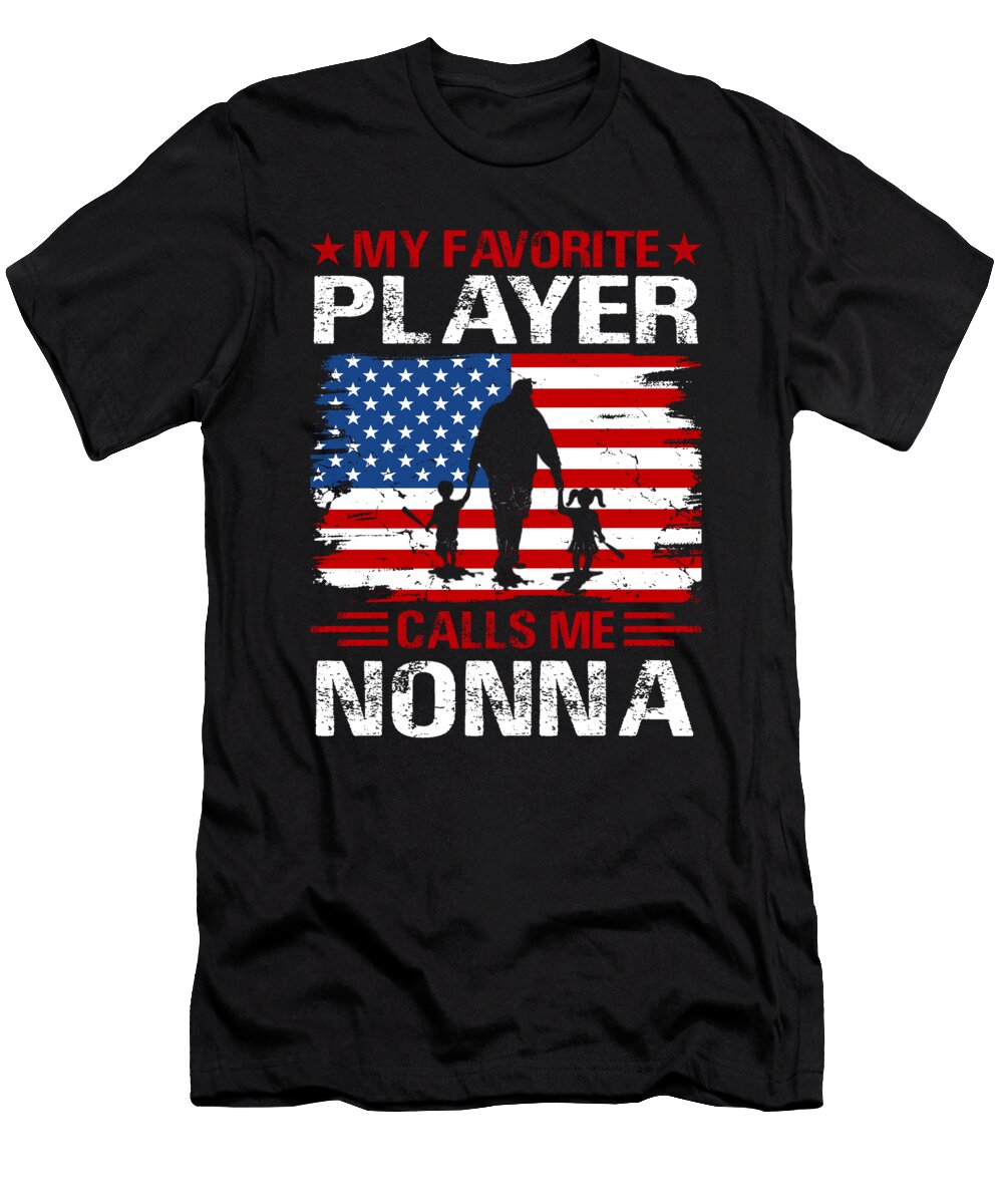 2 My Favorite Player Calls Me Nonna Baseball USA Flag Dhbubble T-Shirt