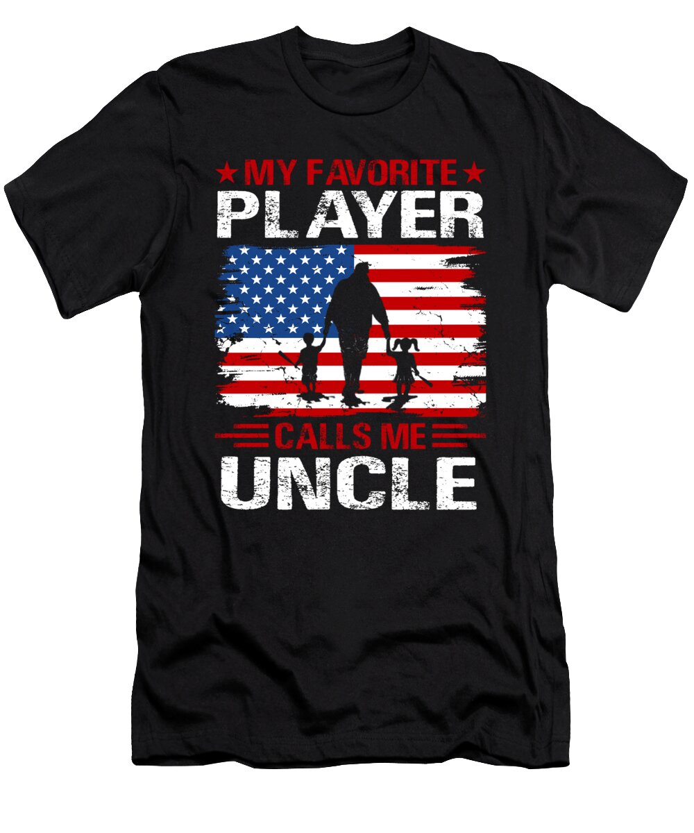 2 My Favorite Player Calls Me Uncle Baseball USA Flag Dhbubble T-Shirt