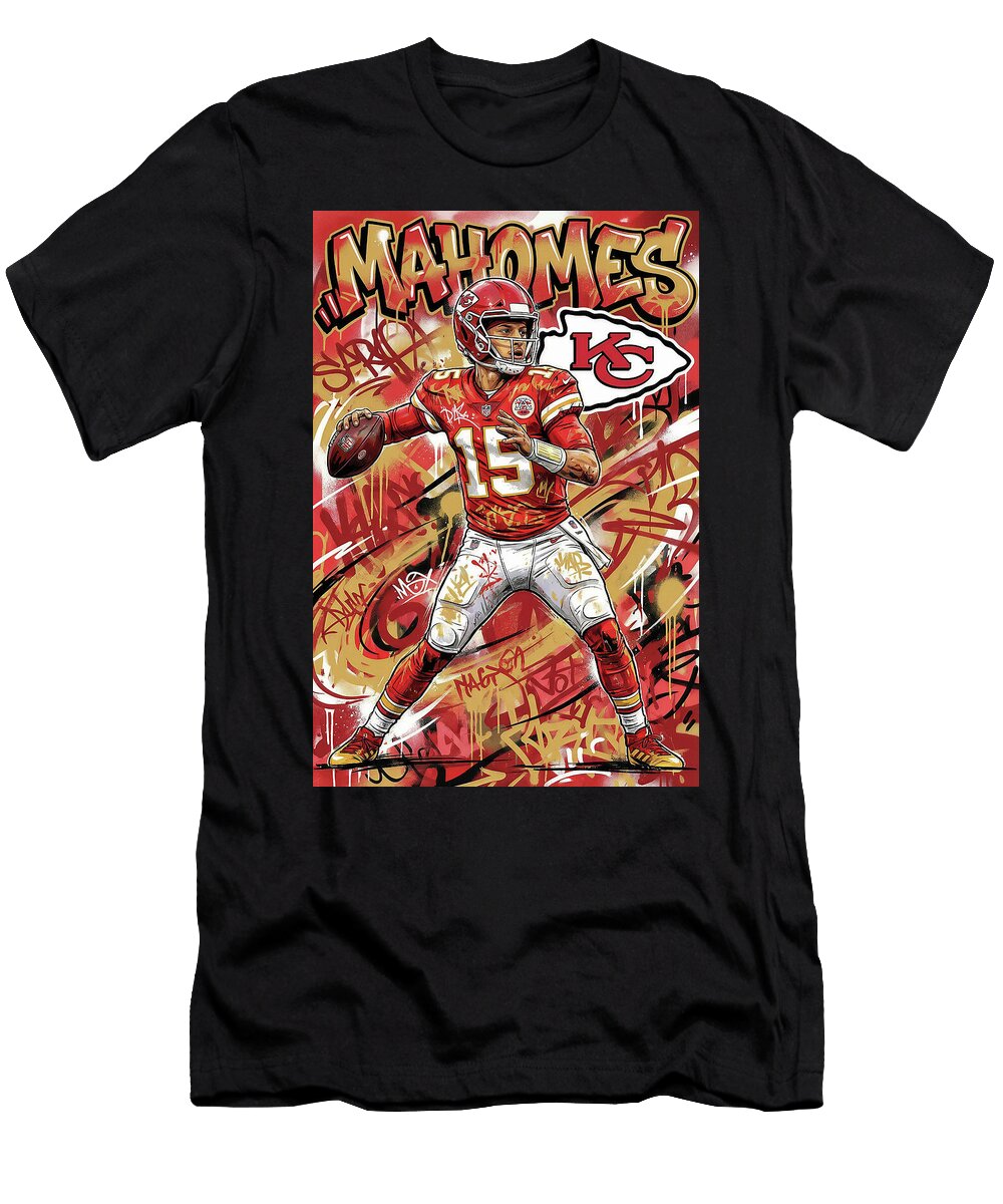 2 Patrick Mahomes Graffiti Poster Football Player NFL Sampadart Gallery T-Shirt