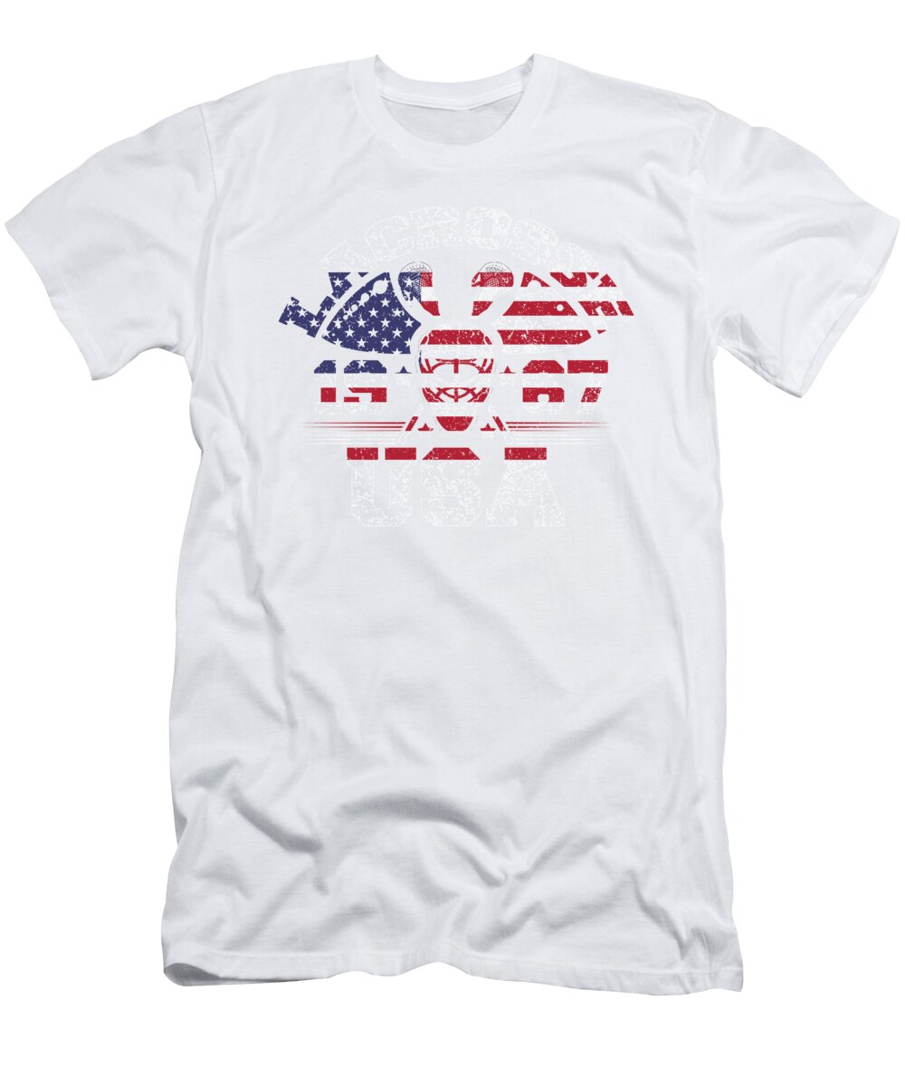 2 Patriotic USA Lacrosse Flag 1967 Kanig Designs T-Shirt