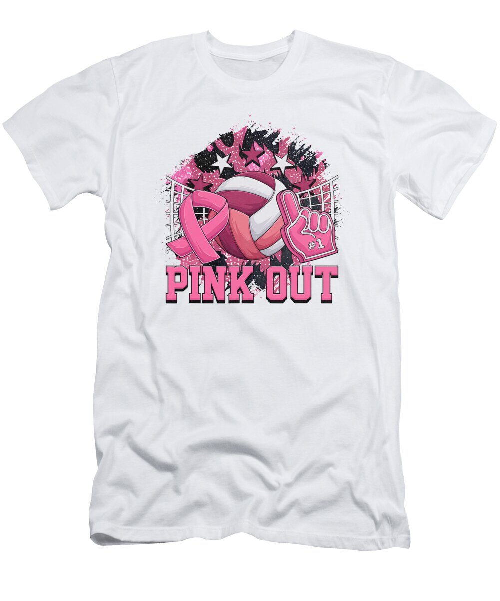 2 Pink Out Volleyball Pink Ribbon Breast Cancer Natalie Lidford T-Shirt