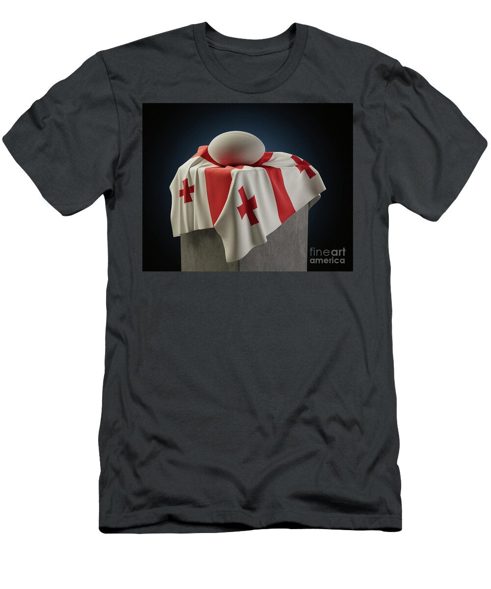2 Rugby Ball and Georgia Flag Allan Swart T-Shirt