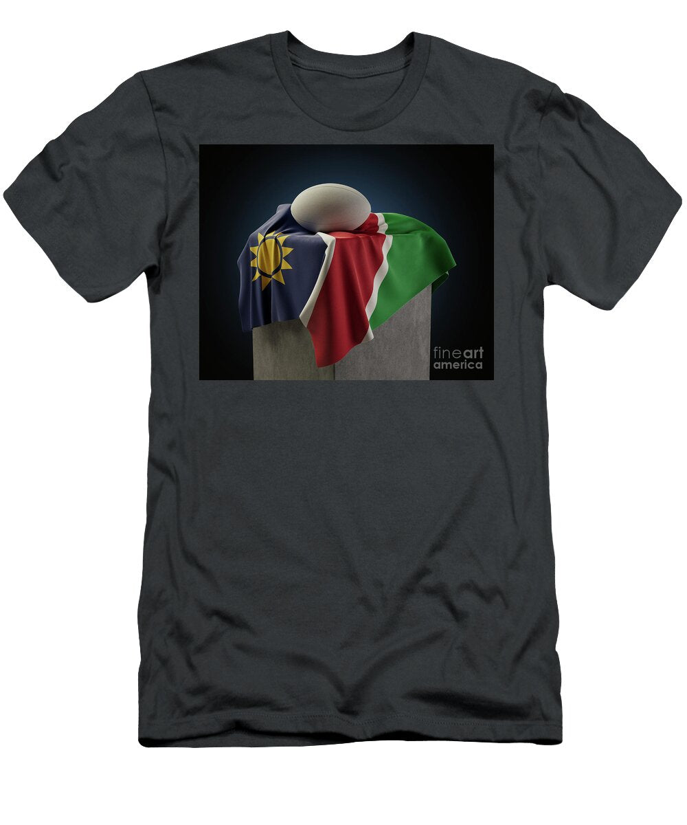 2 Rugby Ball and Namibia Flag Allan Swart T-Shirt