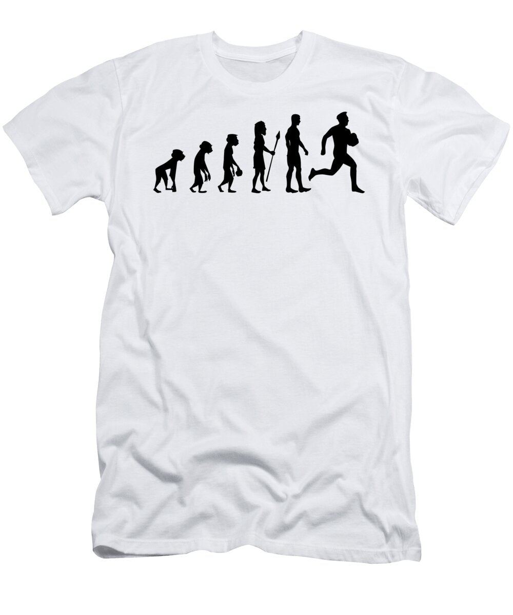 2 Rugby Funny Retro Evolution of Humans Novelty Graphic Sports Gifts for Him Orange Pieces T-Shirt