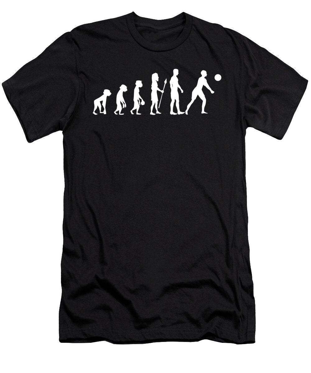 2 Volleyball Funny Retro Evolution of Humans Novelty Graphic Sports Gifts for Him Orange Pieces T-Shirt