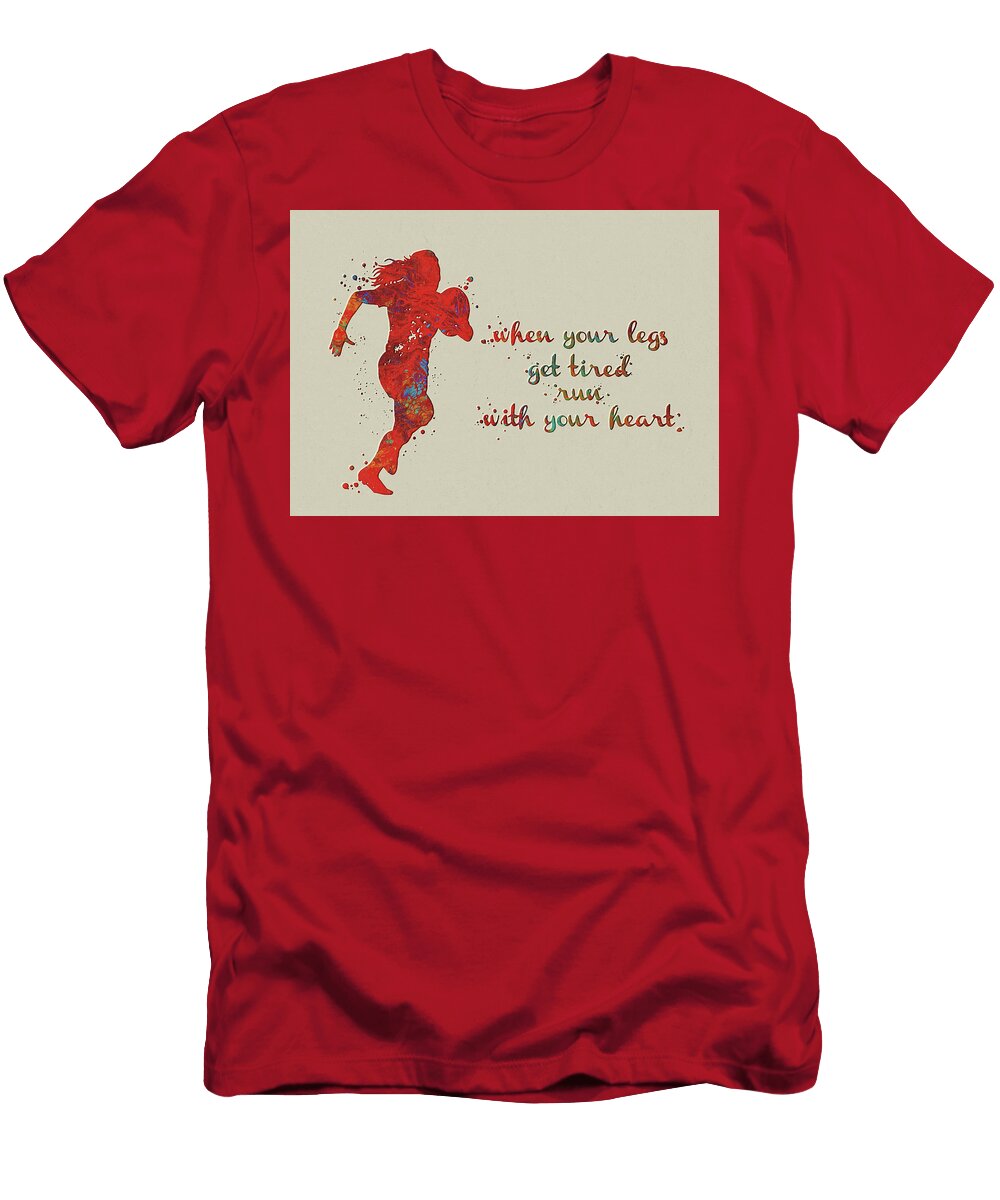 2 Watercolor Rugby Player Girl Watercolor Print Female Woman Girls Rugby Player When Your Legs Get Tir Leith Huber T-Shirt