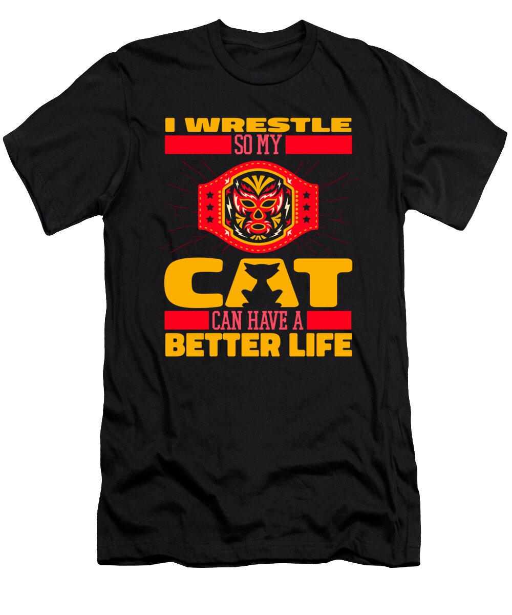 2 Wrestler Cat Wrestle Wrestling Crazy Squirrel T-Shirt