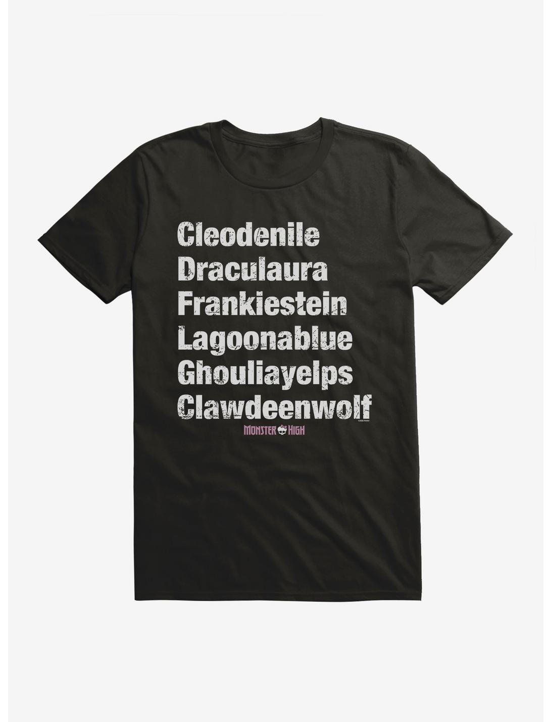 T-shirt noms de monstres Monster High